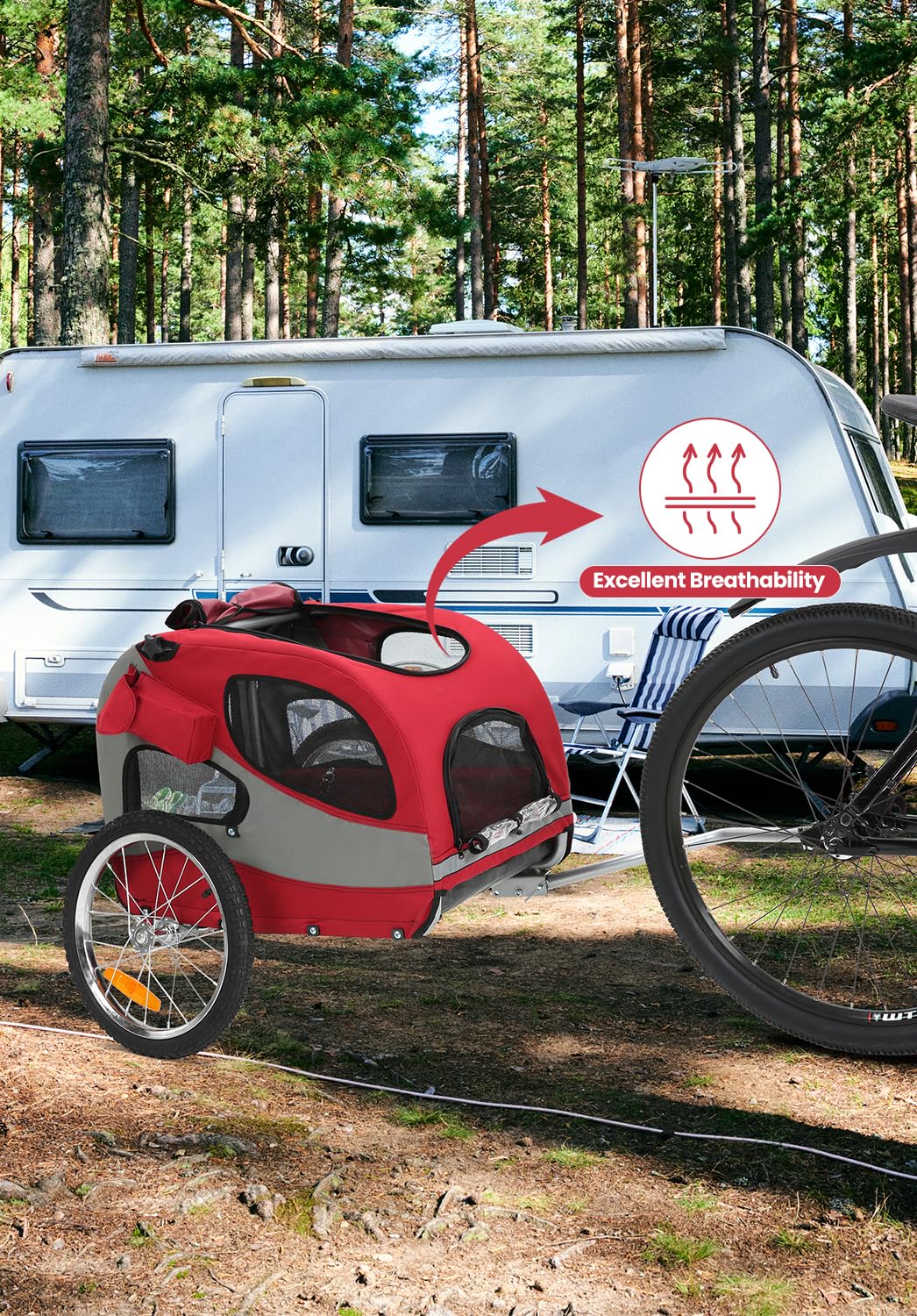 Sepnine Rimorchio per bicicletta per cani – Pieghevole con riflettori di sicurezza, borsa portaoggetti, imbottitura integrata e corde di sicurezza, portata massima