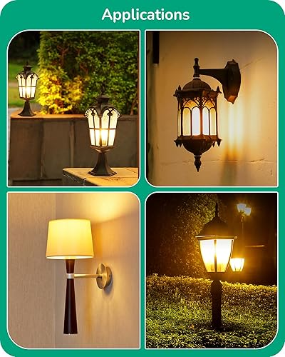 Miniatura 7 de EDISHINE Bombillas LED para exteriores del anochecer al amanecer, 2000 K ámbar resplandor para exteriores, encendido y apagado automático, bombilla