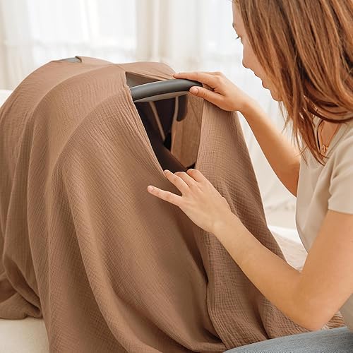 Vista 39 de Konssy Funda de lactancia de muselina para lactancia, privacidad completa de 360°, transpirable, 100% algodón, cubierta de lactancia materna, toldo