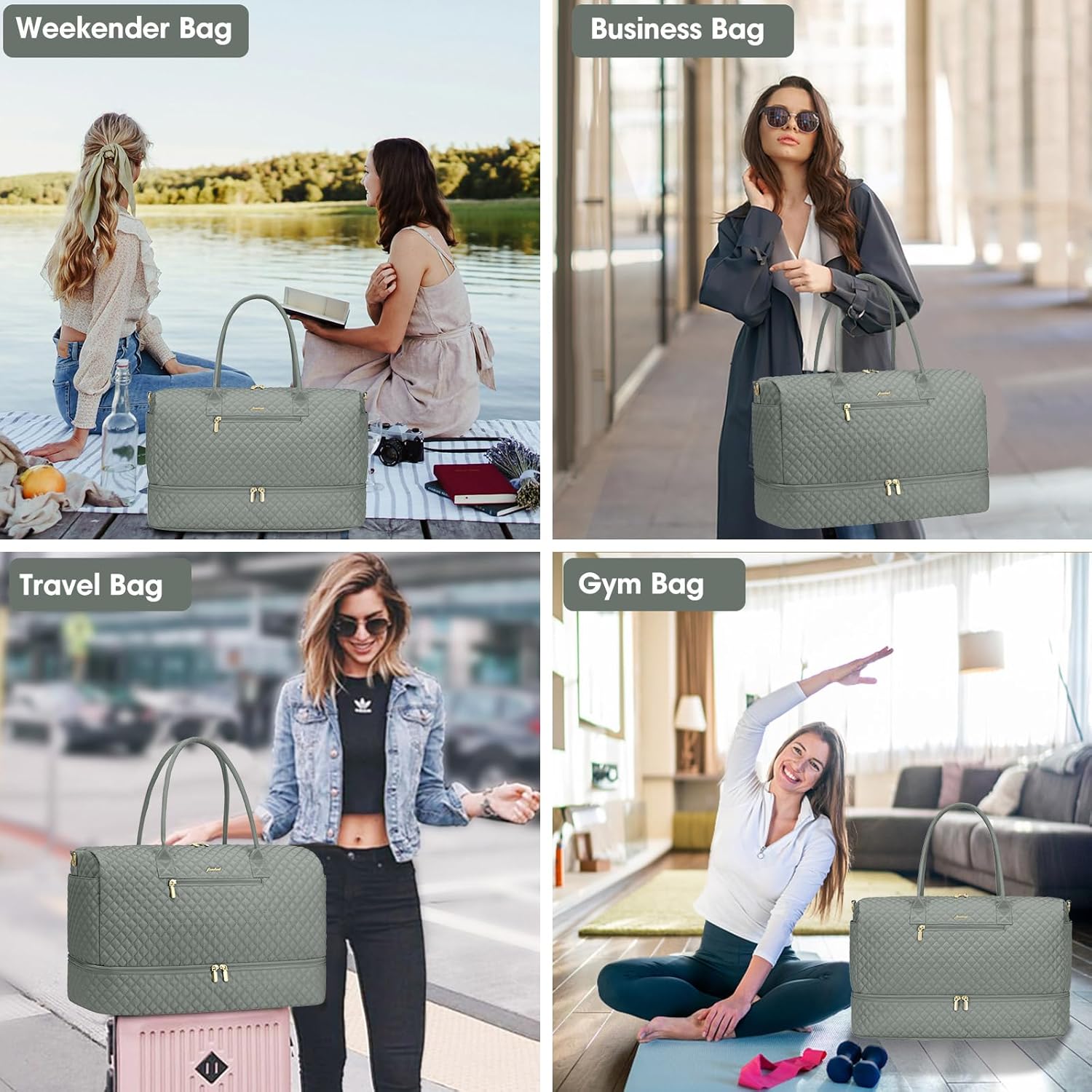 Travel Bag Weekender Bags for Women - Carry on Overnight Bag with Shoe Compartment Duffle Bag with Laptop Pocket Hospital Bag for Labor Delivery Gym Tote Bag with Toiletry Bag Dark Green - Image 6