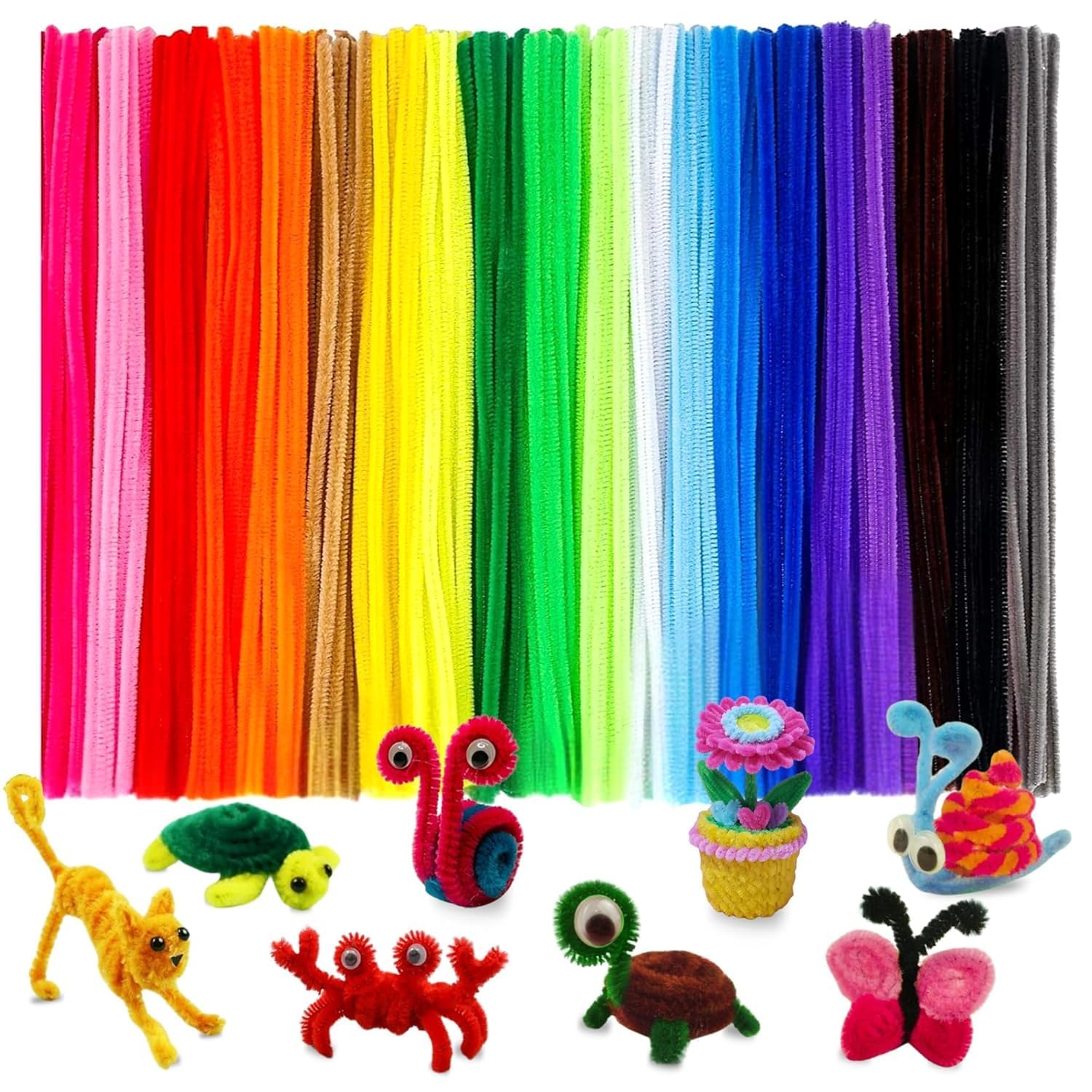 Bolt Bee Premium Chenille Stems Thick Pipe Cleaners, Craft Supplies for Flowers Making, Bouquet, DIY Art, Floral Creations (Multicolor 100 pcs)-image-33