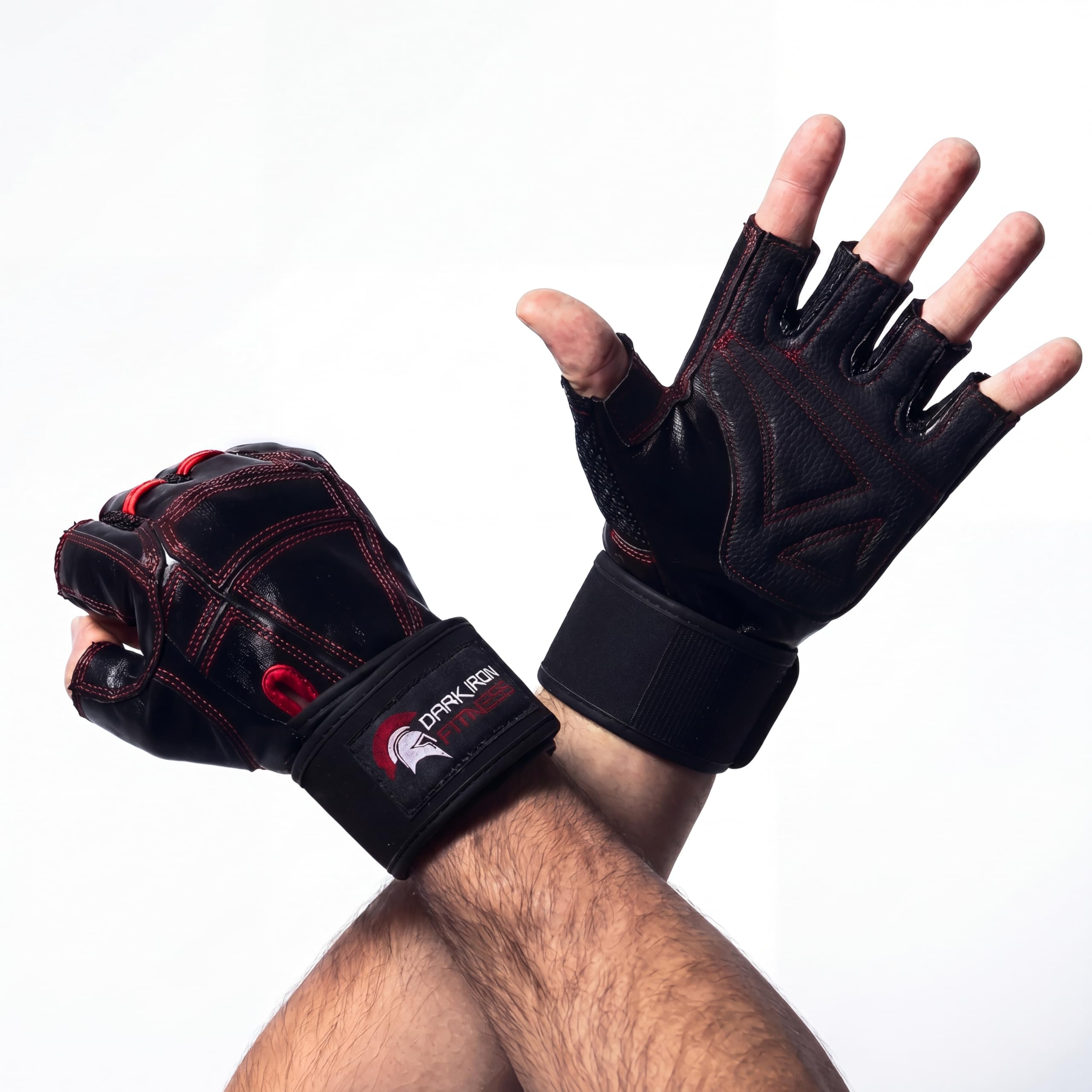 Dark Iron Fitness Guanti da palestra in vera pelle per uomini e donne, taglia XS, guanti da allenamento per sollevamento pesi, crossfit, stacchi da terra, bilanciere, imbottitura per palmo, protezione