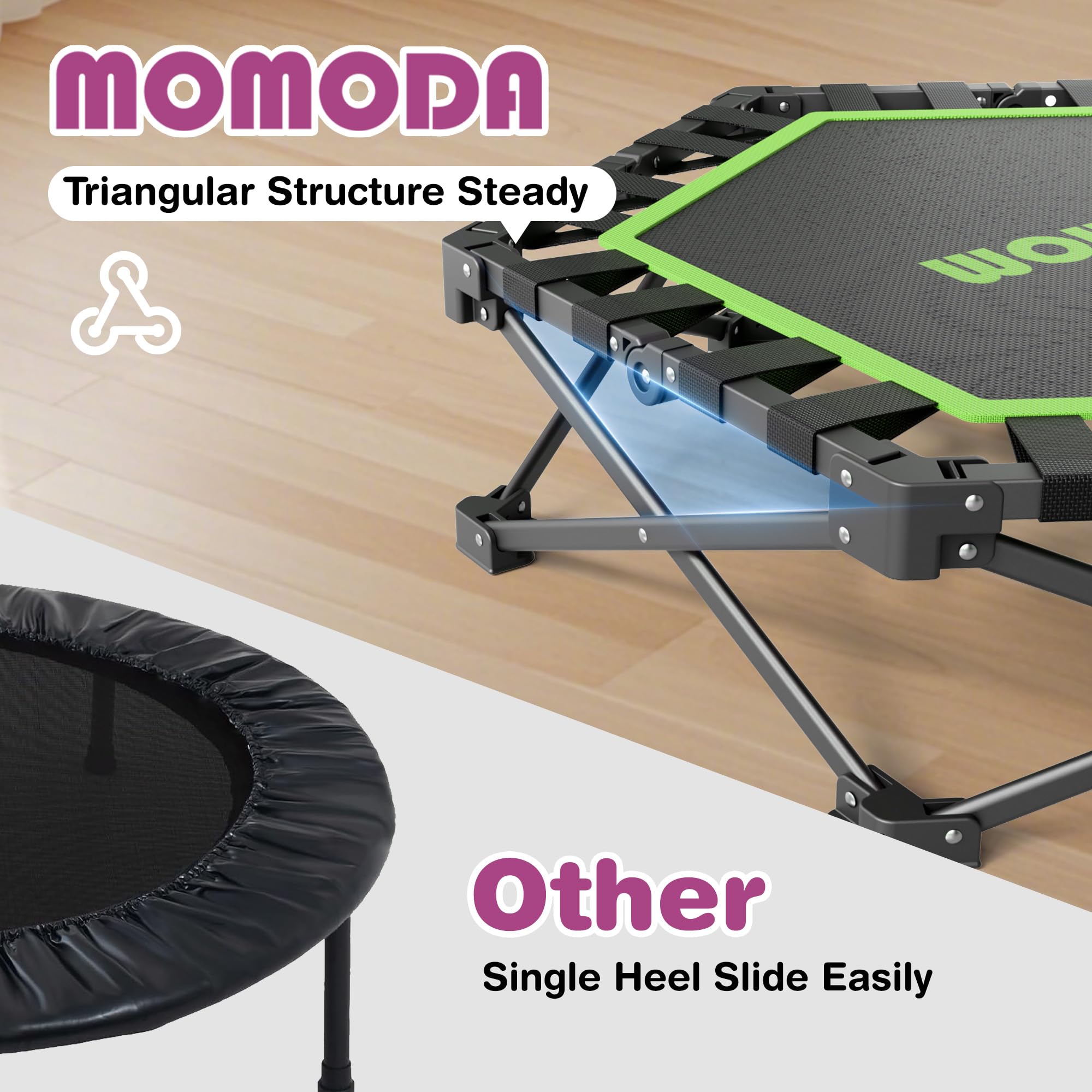 MOMODA 42 minitrampoline voor kinderen en volwassenen, opvouwbare trampoline met handvat, maximaal draagvermogen 200 lbs (ROOD