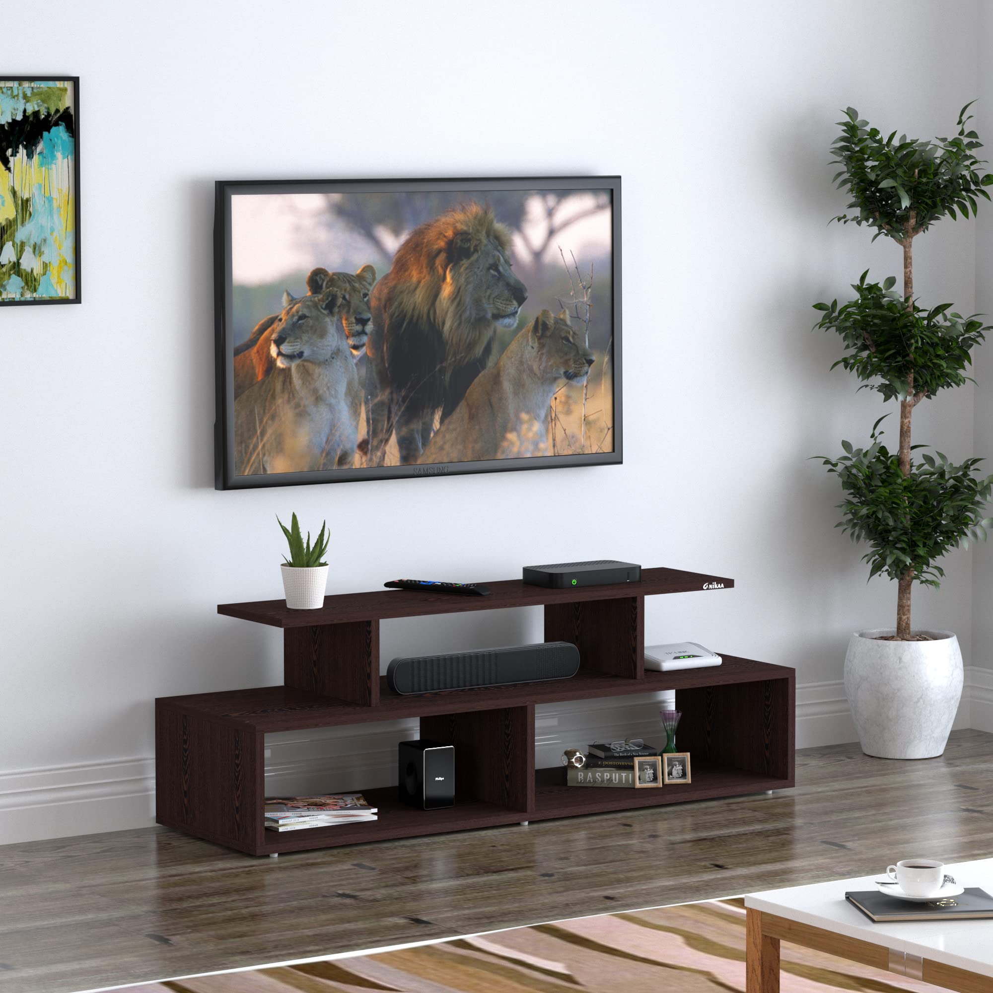 Anikaa Melina Engineered Wood TV Unit/TV Stand/Floor Standing TV Unit/TV Cabinet/TV Entertainment Unit (Wenge) - Ideal for Upto 55"(D.I.Y)