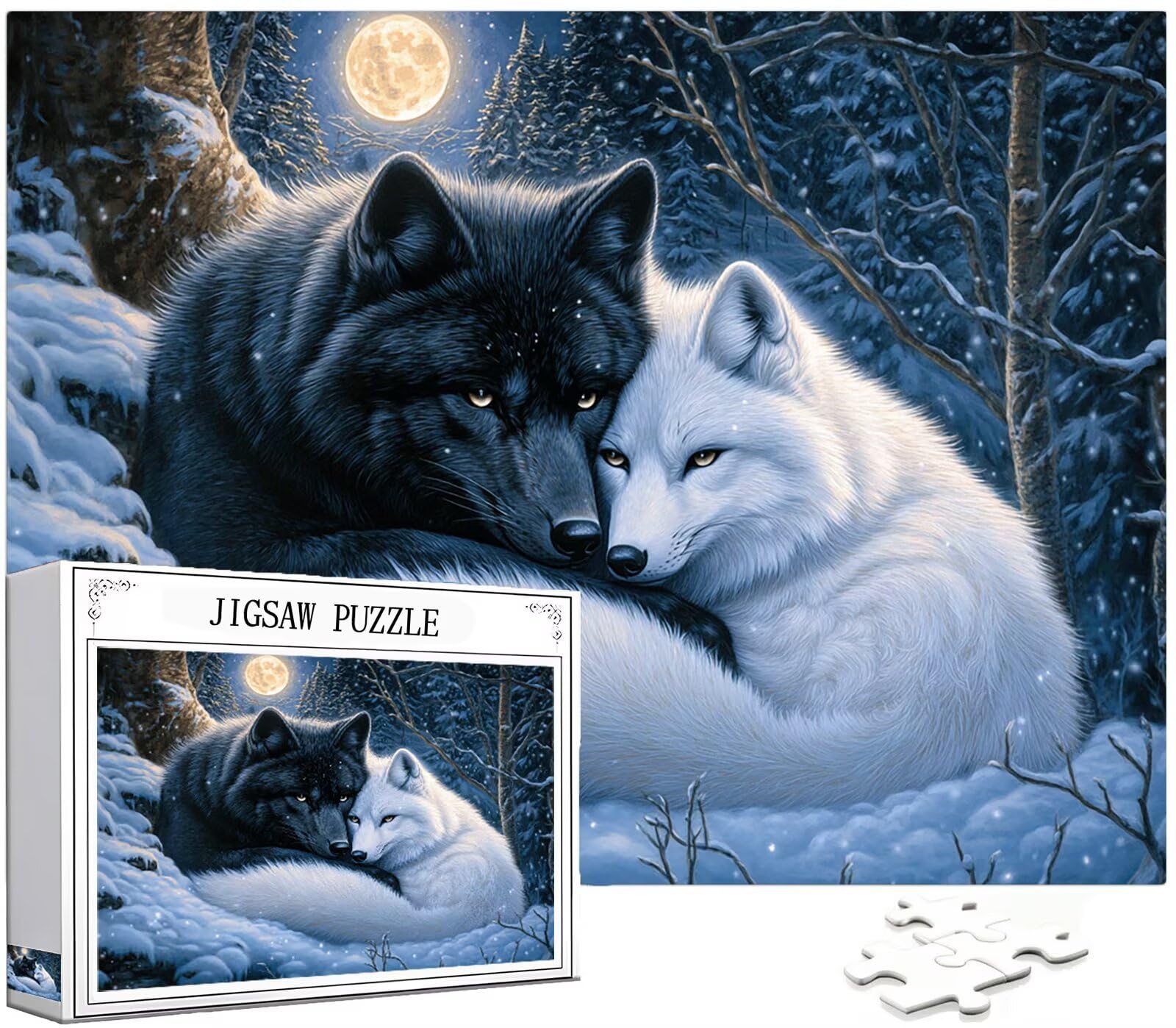 Wolf Puzzle 2000 Teile Erwachsene, Groß Puzzle Winter Poster Design, Holz Jigsaw Kreativ Set für Erwachsene Teile mit Geschenkbox Verpackung for Wanddeko Wohnzimmer, Geschenke, 100x70cm, Model422