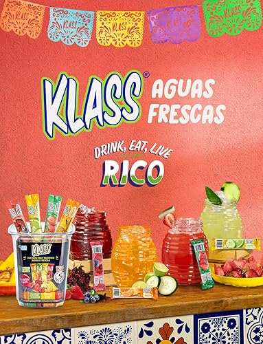 Miniatura 6 de Klass Aguas Frescas Mezcla de bebida en polvo 44 sobres de polvo sin azúcar Sabores - Pepino, limonada de lima, piña, mandarina, fresa, sandía