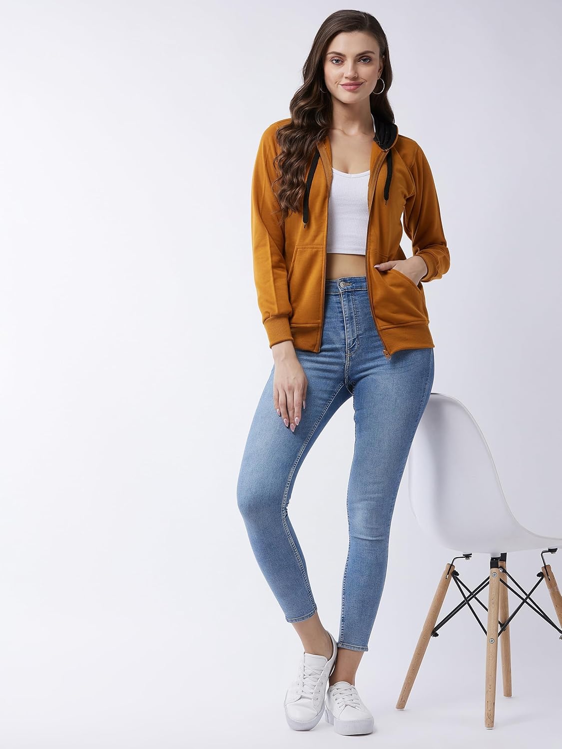 Womens Hoodies Cotton Long Sleeve Hoodies with Kangaroo Pockets