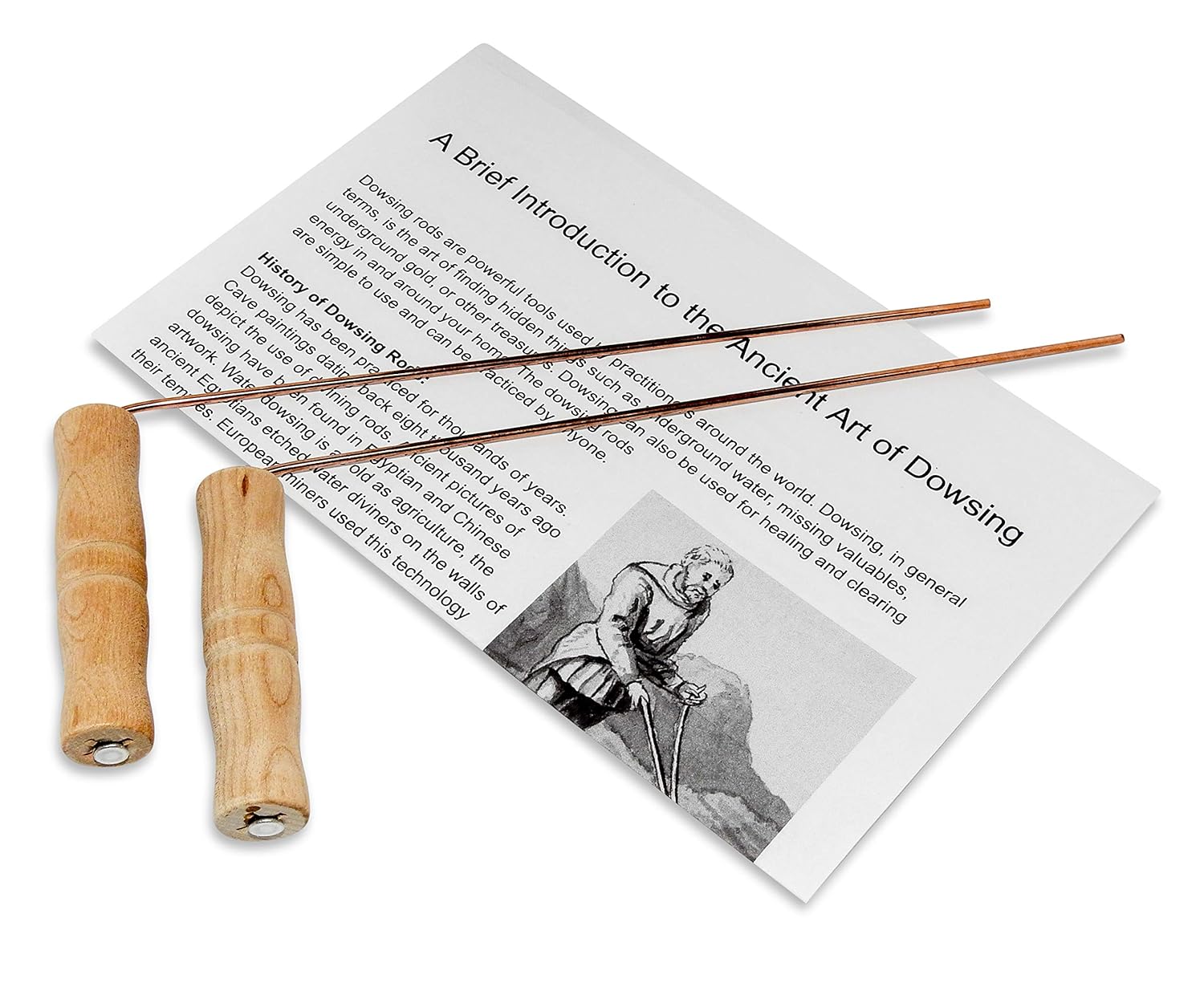 On The Fly Dowsing Rods Set | Pure Copper | Premium Wooden Handles, Ghost Hunting, Underground Water, Gold, Paranormal Activity, Instructions Included | Made in USA