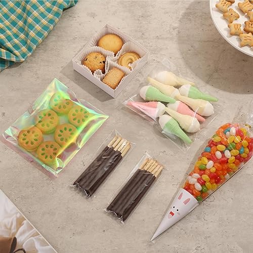 Miniatura 7 de SUREHOME Bolsas para galletas con sello de 4 x 4 pulgadas, bolsas de celofán autoadhesivas transparentes, 100 unidades, pequeñas bolsas sellables