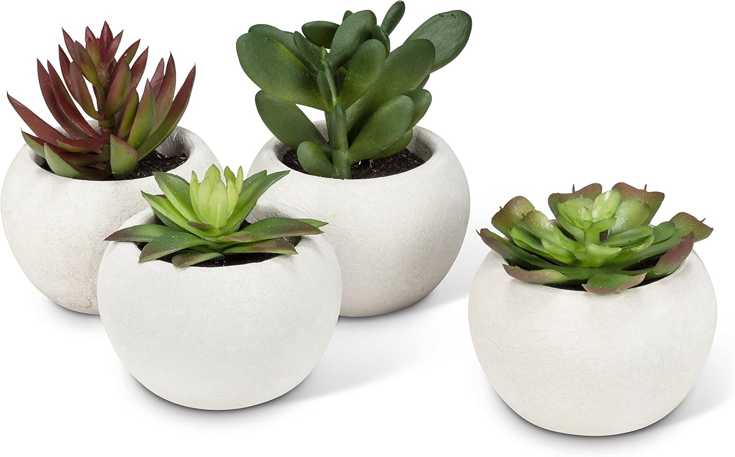 Abbott Collection Artificial Mini Succulents Set in Burlap Wrap Planters, Set of 4 (4" H, 2" W)