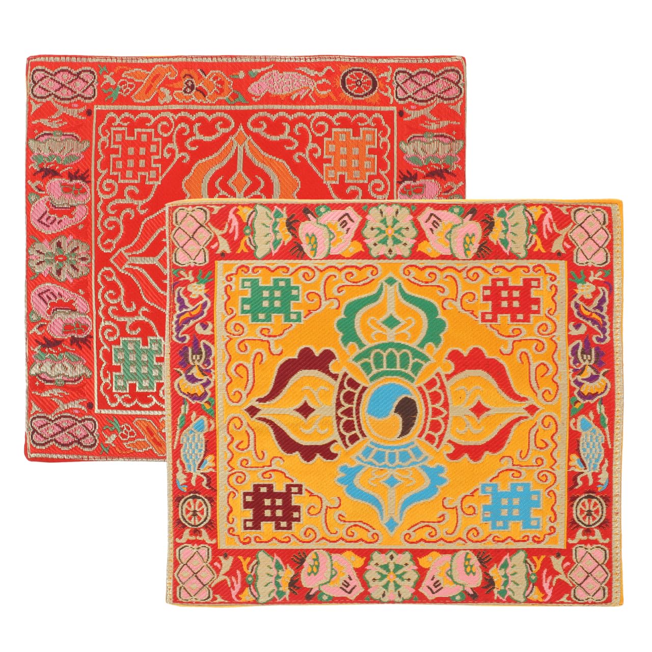 Supvox 2 campane tibetane religiose, a doppio strato, in materiale durevole, antiscivolo, per meditazione e yoga, decorazione per campane tibetane, colore giallo