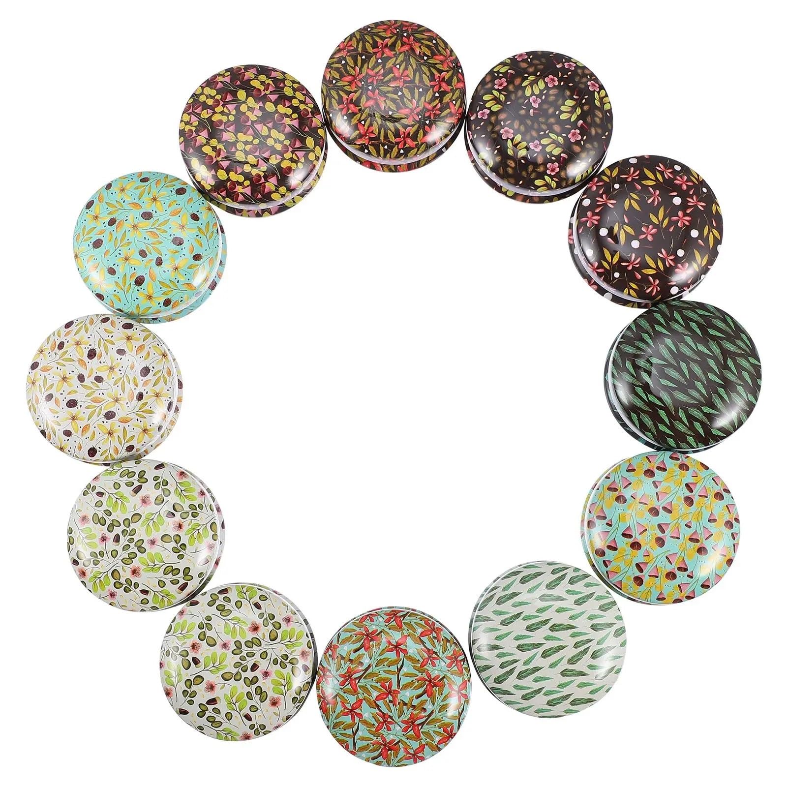 Candle Tins, Tinplate Candle Container Jars 12pcs Multicolor(Color 01)