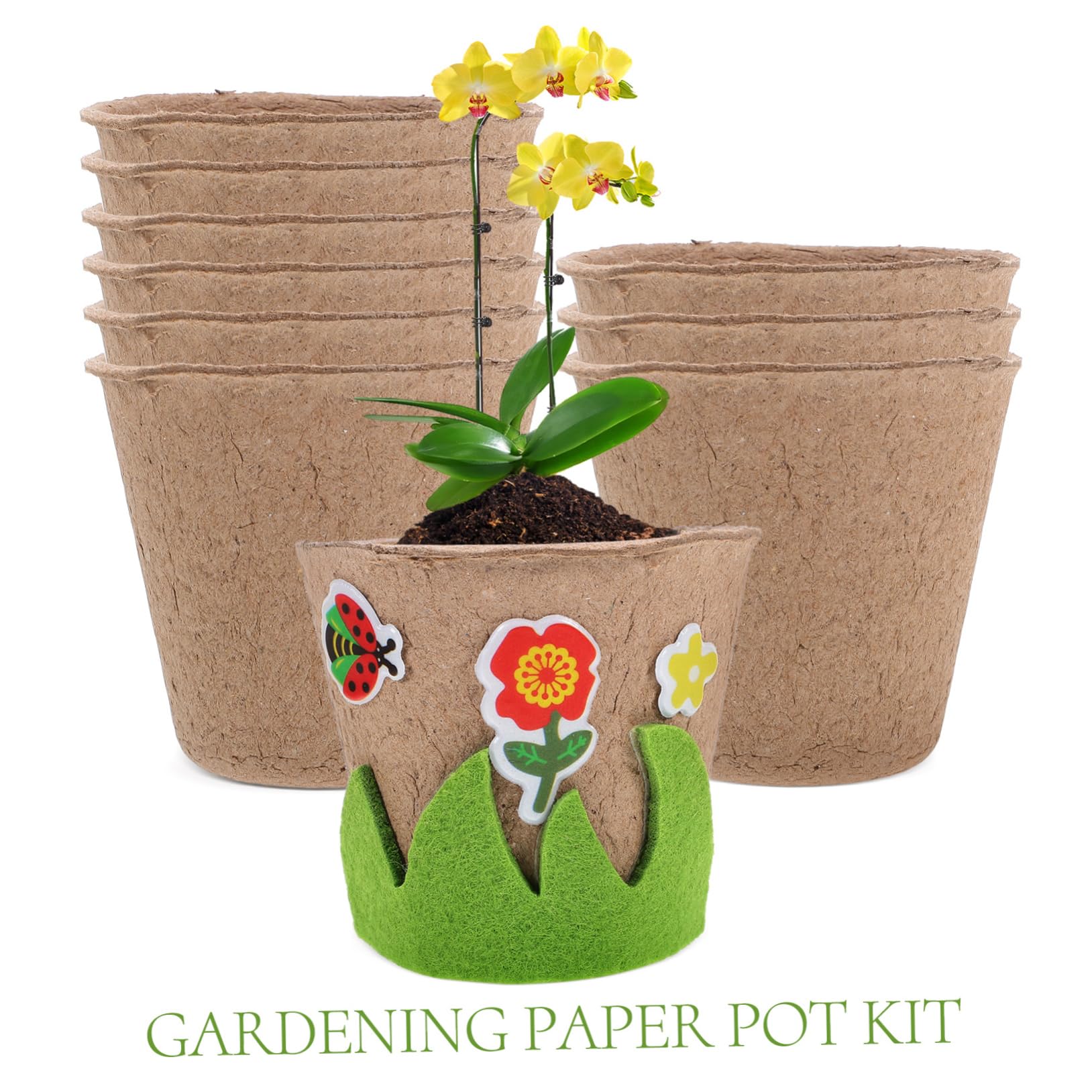 Abaodam 5sätze Diy Pulp Nursery Cups Mit Aufklebern Kreatives Bastelset Für Gartenpflanzen Papier-pflanzbecher Für Erwachsene Blumenübertöpfe Für Pflanzenanzucht