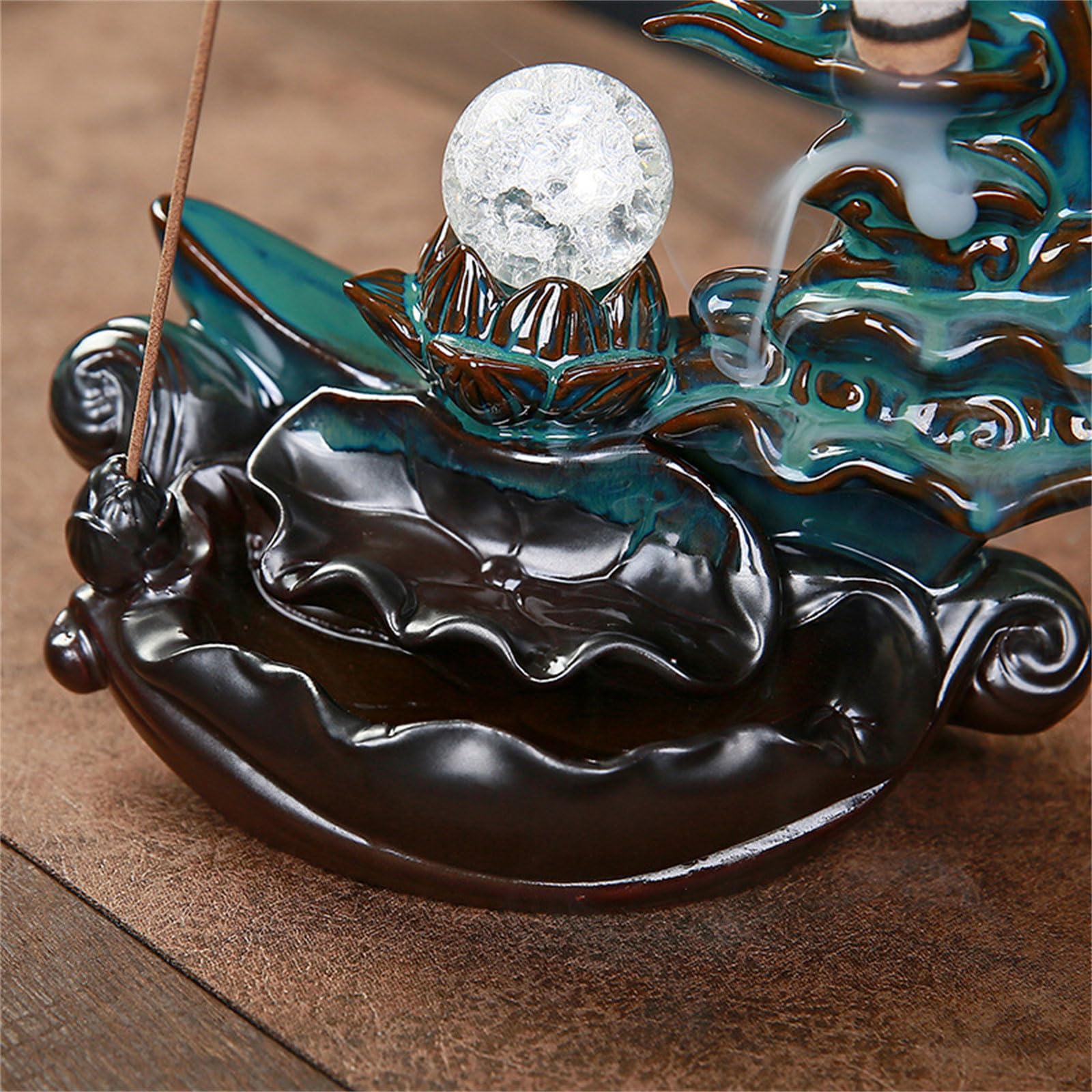Bruciatore incenso lunare, bruciatore incenso a Cascata in Ceramica, Supporto per riflusso per aromaterapia, Ornamento per la casa, Supporto per riflusso a Cascata