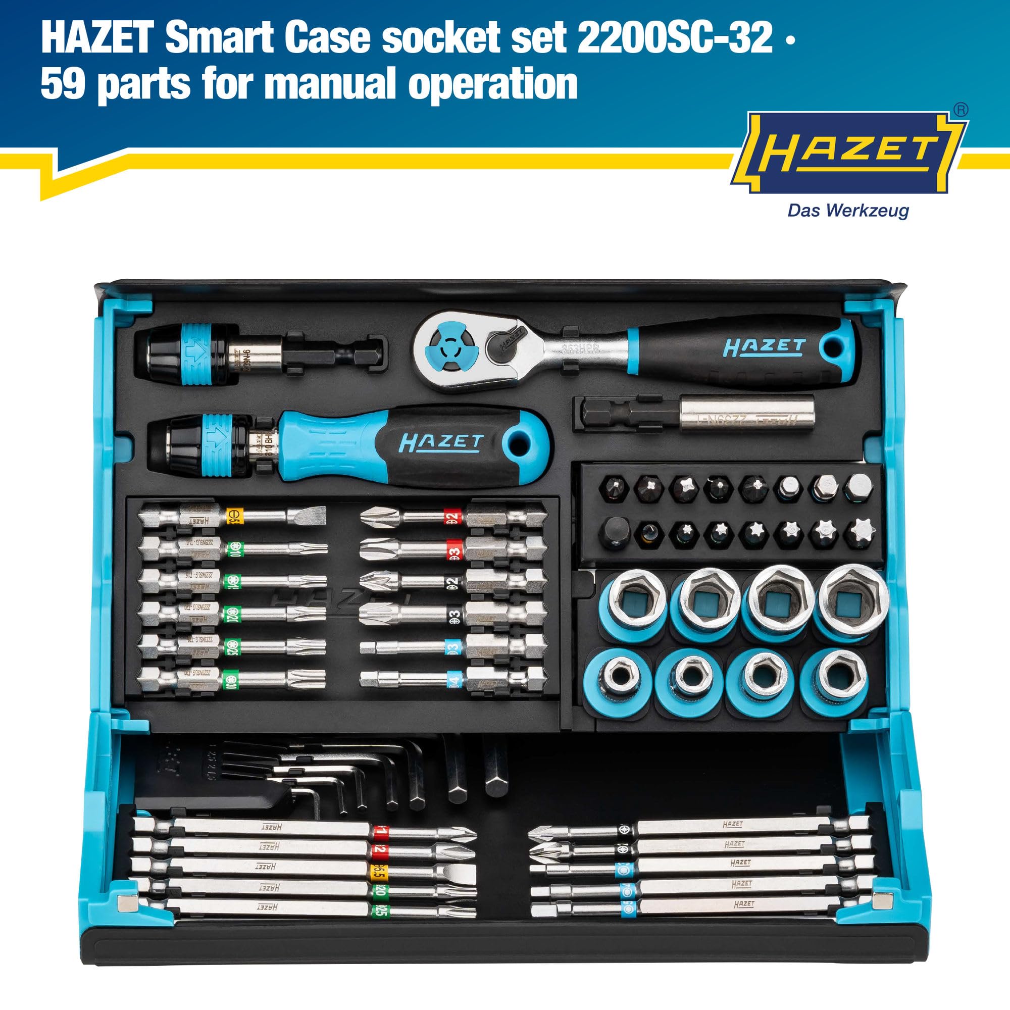 HAZET Smartcase Bit Set 2200SC-32 I 59-Piece Set, Drive: Hexagon