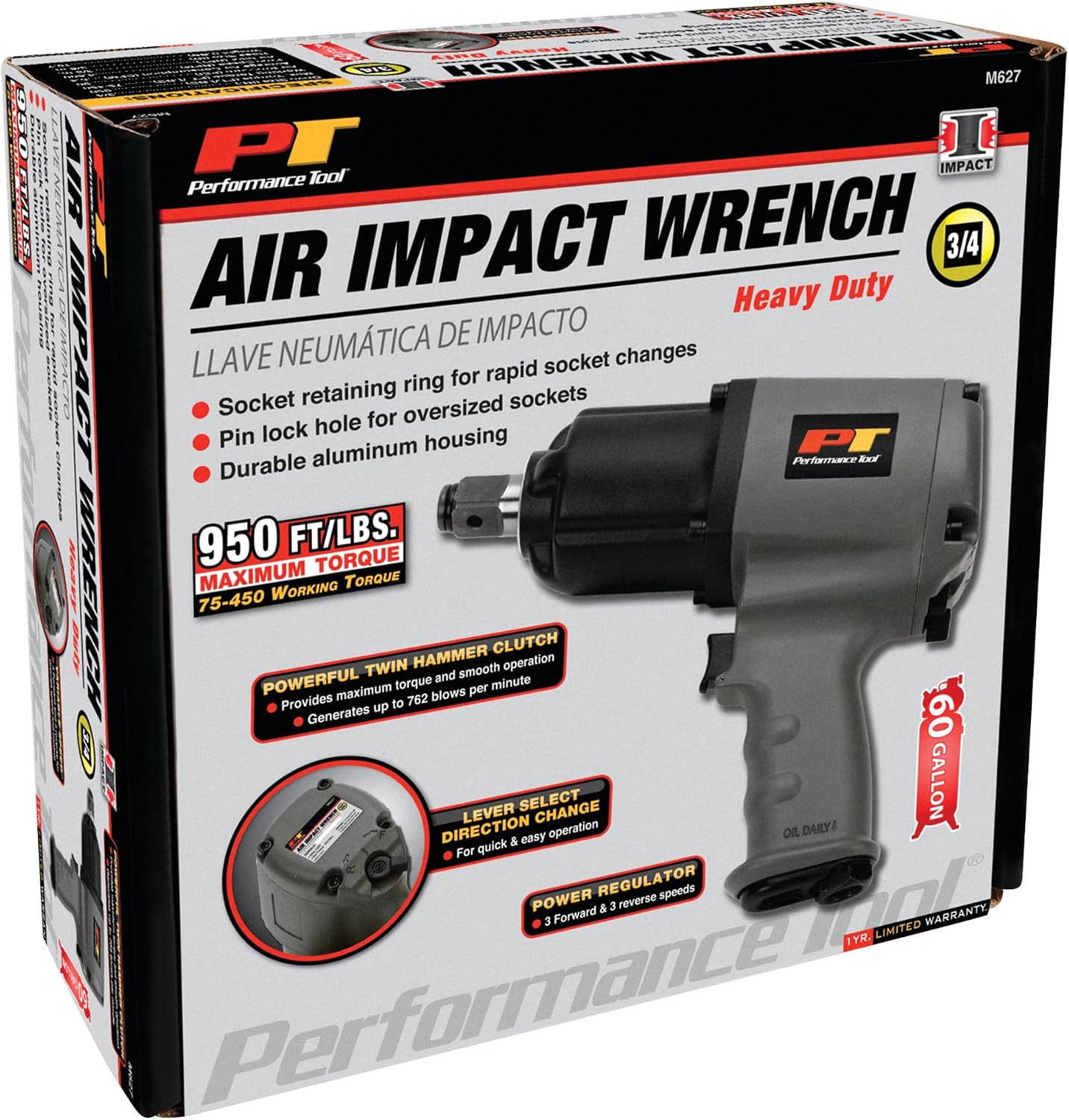 Performance Tool M627 3/4-Inch Drive Heavy Duty Impact Wrench