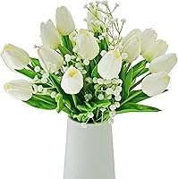 Vista 24 de Mandy's - 20 flores artificiales de seda de tulipán azul claro de 13.5 pulgadas para Año Nuevo, primavera, Día de la Madre, Pascua, Día de San