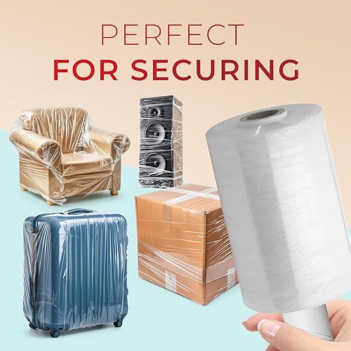 Miniatura 3 de Rollo de 5 pulgadas x 1000 pies, calibre 80 de grosor + tecnología híbrida con dispensador, envoltura de embalaje elástica, película retráctil de