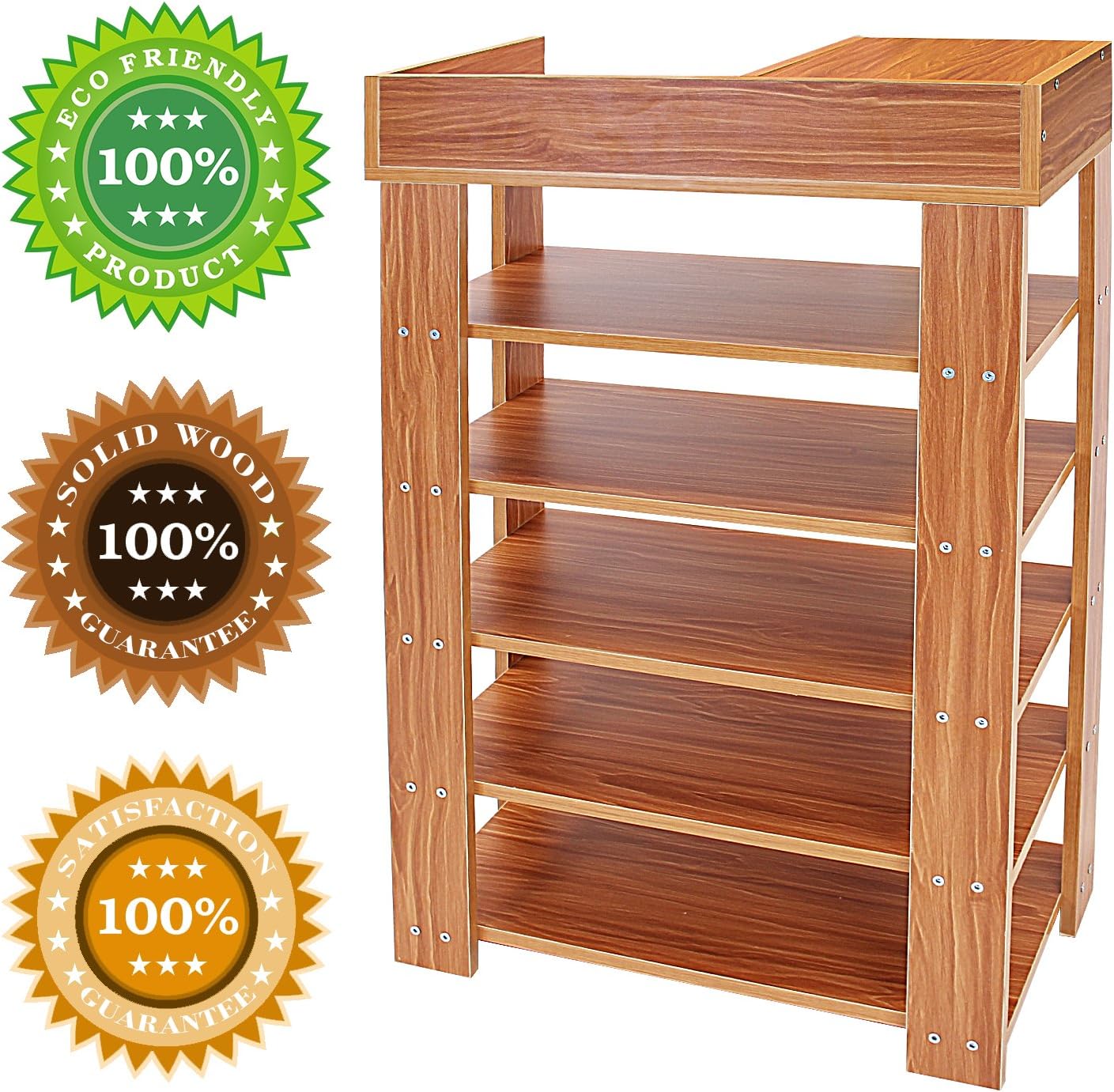 Flash Deals - 80% OFF Jerry & Maggie -Wood MDF Board Shoe Rack Shelf with One Drawer Clothes Rack Shoe Storage Shelves Free Standing Flat Racks Classic Style - Multi Function Shelf Organizer (NATURAL WOOD, 30 x 12 x 38)