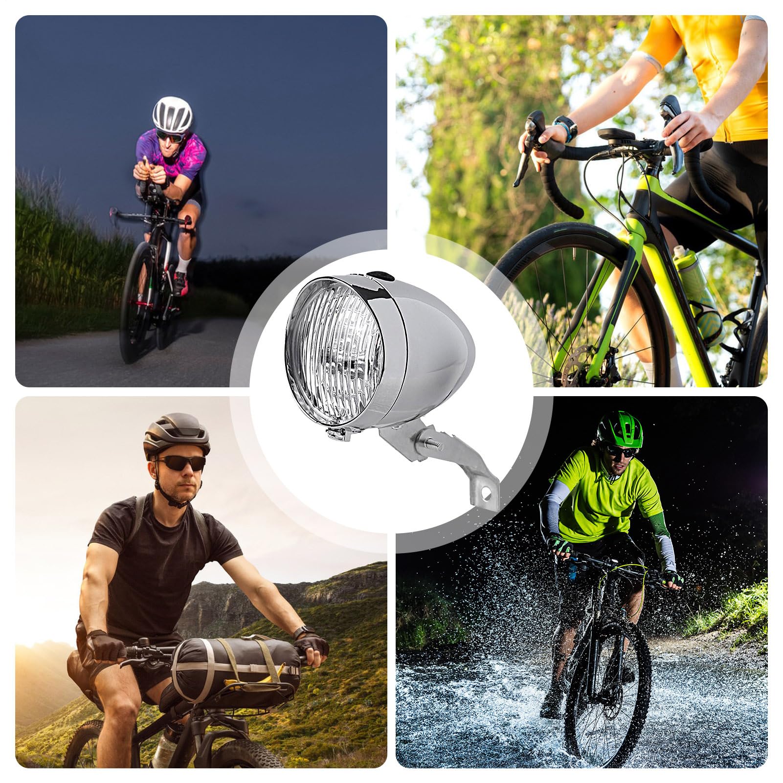 Luce Anteriore per Bici | Lampada Frontale per Bicicletta,Faro Retrò Impermeabile 3 LED Unisex per Ciclismo Notturno da Montaggio Universale a LED