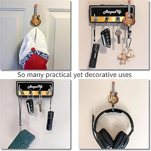 Miniatura 5 de Pick-A-Palooza: Amplificador de guitarra montado en la pared estilo gancho para llaves y llavero, estilo altavoz con gancho para guitarra acústica y