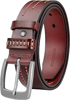 Mens Belts Leather, 1.5" Mens Leather Belts, Italian Full Grain Solid Leather Belts for Men Jeans(Brown)