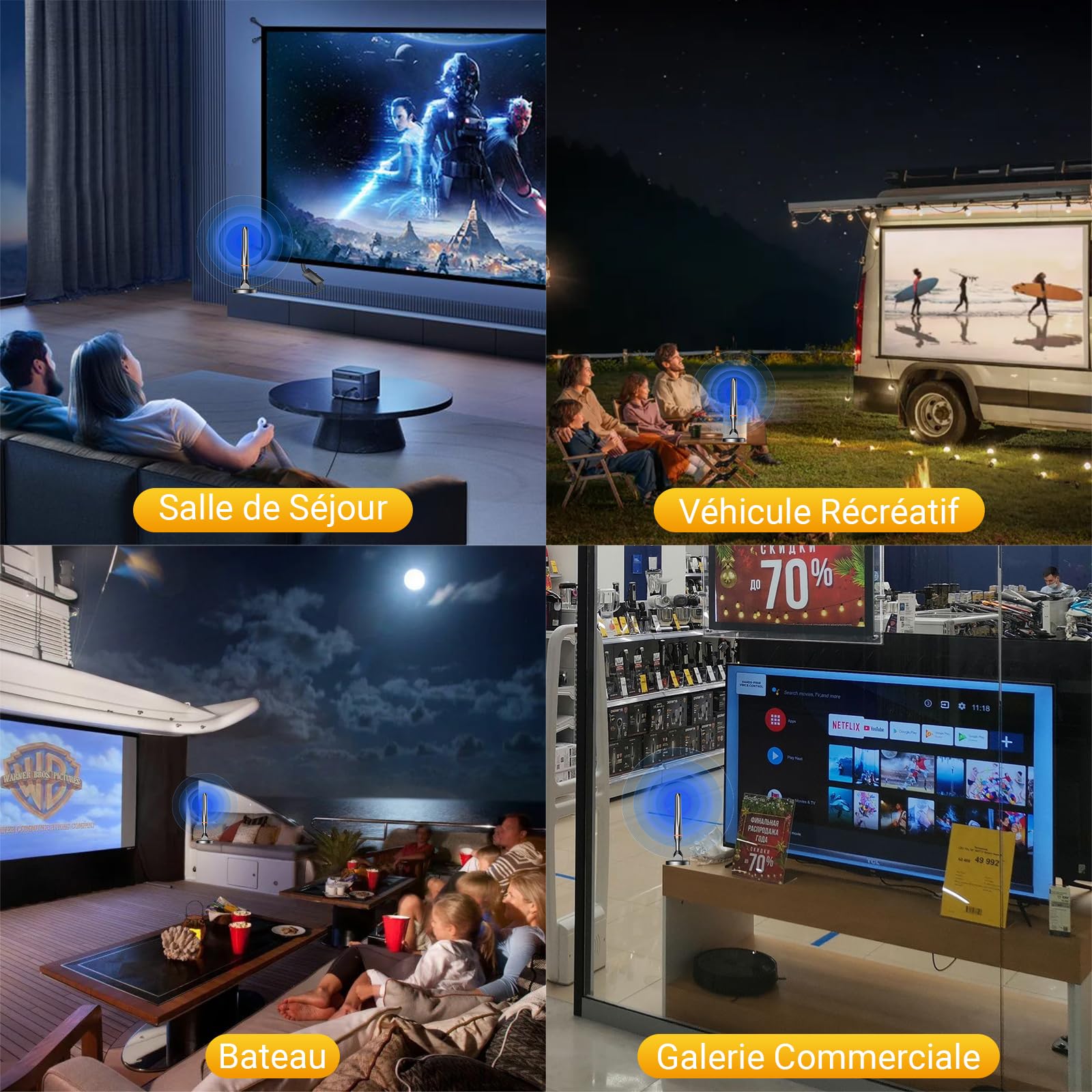 Antena de TV Interior Potente TNT 2026, Antena HDTV Digital con Alcance de Recepción 80 KM con amplificador, Soporta 4K 1080p Todos los televisores antiguos e inteligentes
