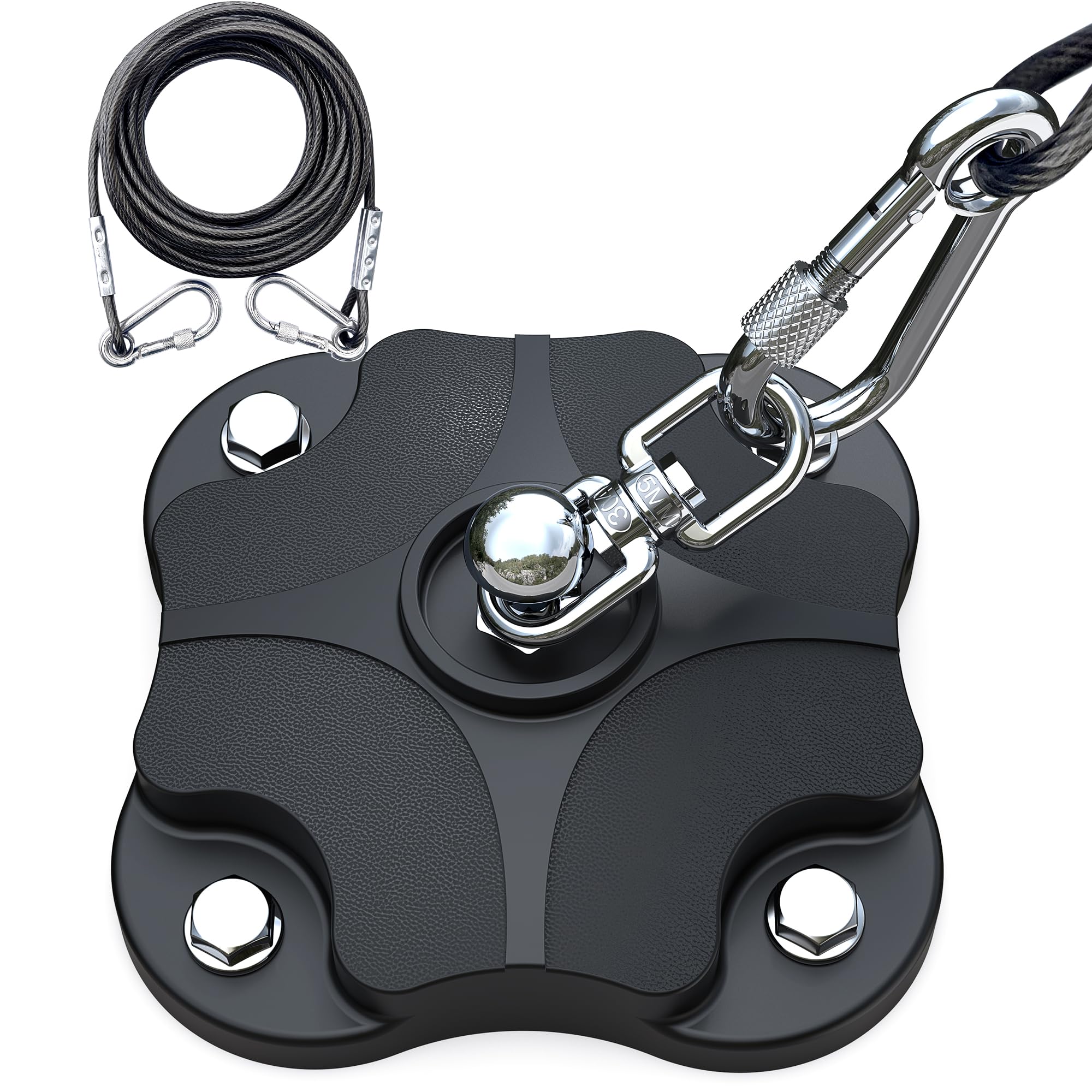 Dog Tie Out Cable and Stake for Camping,360°Swivel Dog Run- No Tangle,with 30FT Heavy Duty Cable,Rust Proof Runner Can Hold Up to 150 LBS Dogs for Park,Camping, Suitable for Any Tie Out Cable