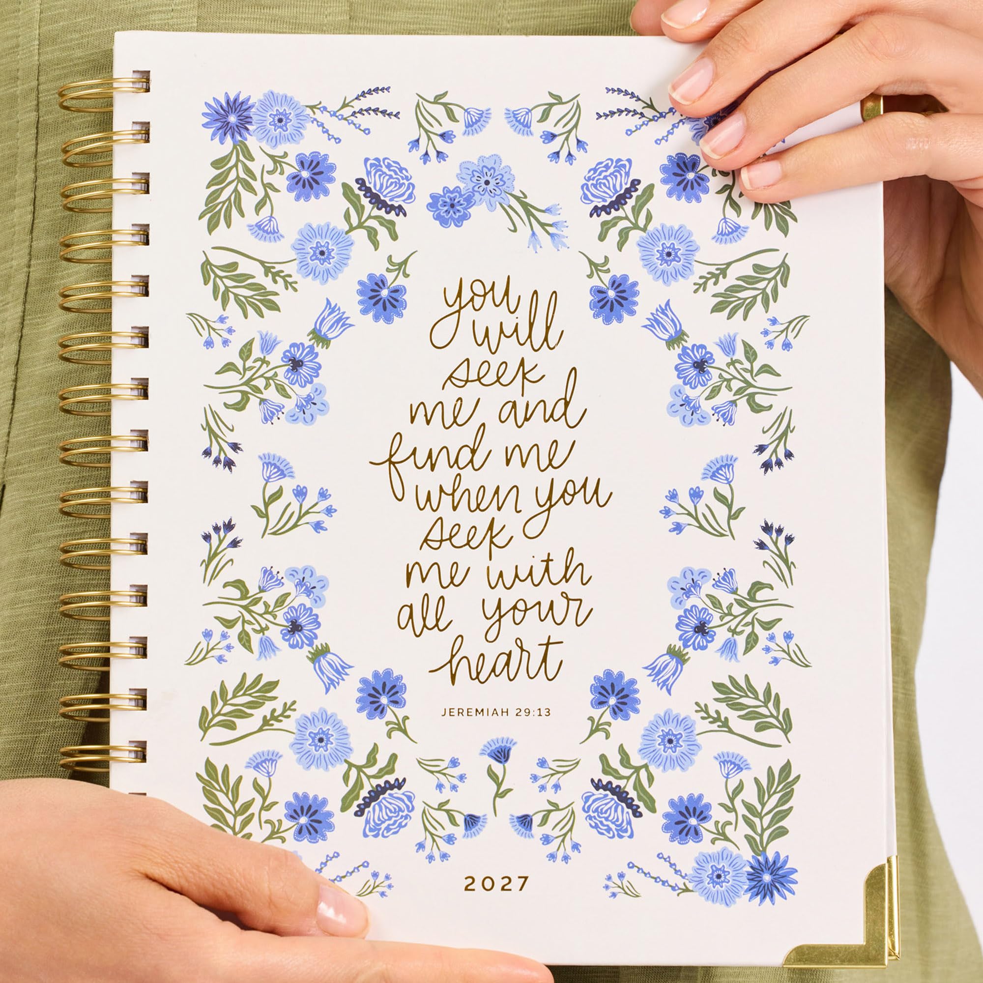Mary Square You Will Seek - Agenda mensile 2027, 17,8 x 22,9 cm, con 12 mesi a schede, dettagli angolari dorati e copertina ispiratrice
