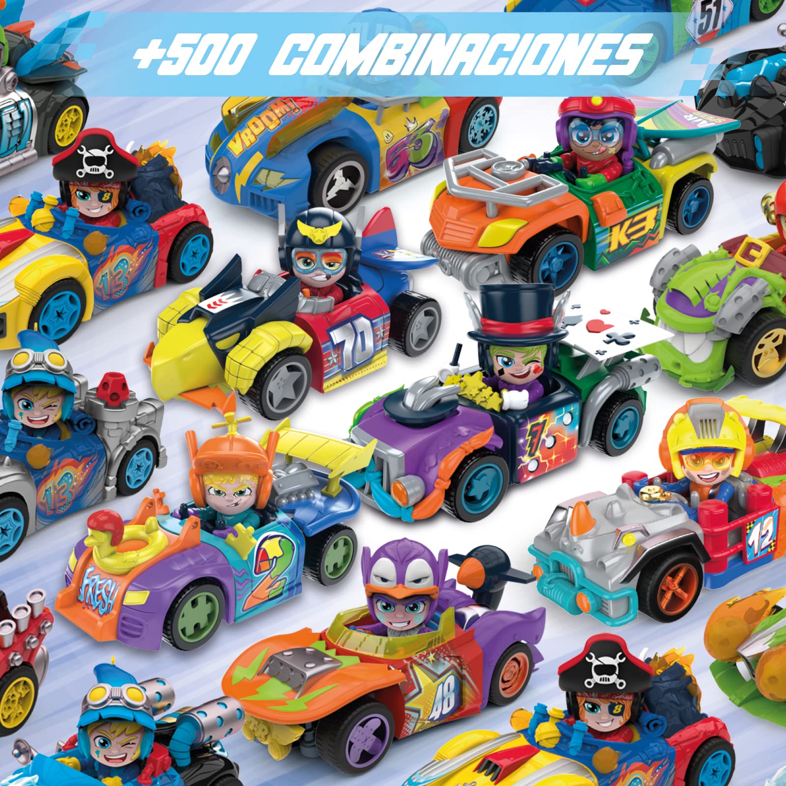 T-Racers Serie Color Rush – Colección Completa de la Serie Color Rush de T-Racers. Coches y Pilotos Sorpresa coleccionables. Coches Desmontables por Partes y con Piezas Intercambiables