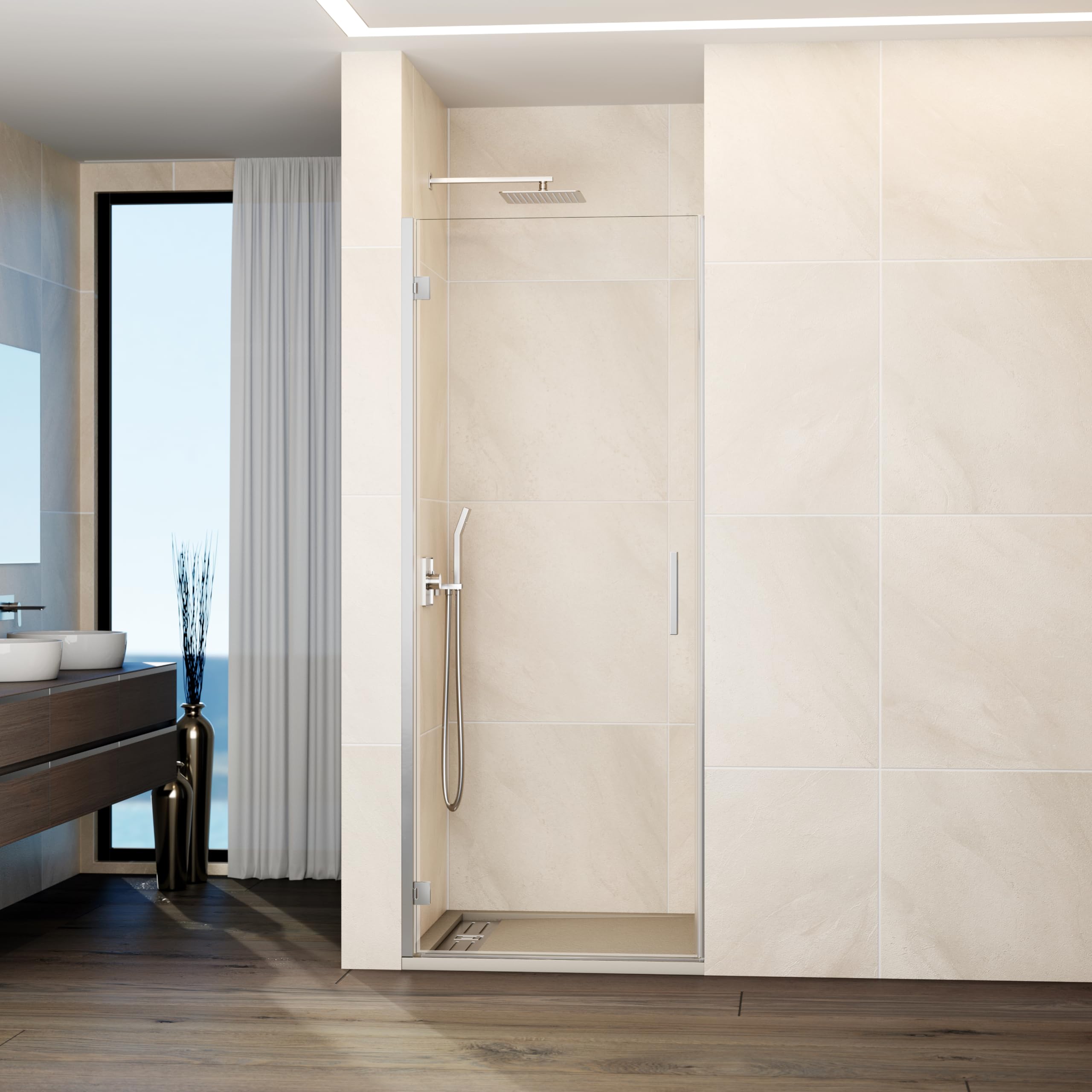 GME - Mampara Ducha Frontal 1 Puerta Corredera 65cm Cromo | Mampara de Cristal con Perfilería de Aluminio y 195cm de Altura | Cristal Templado 6mm Antical Y Cierre Magnético