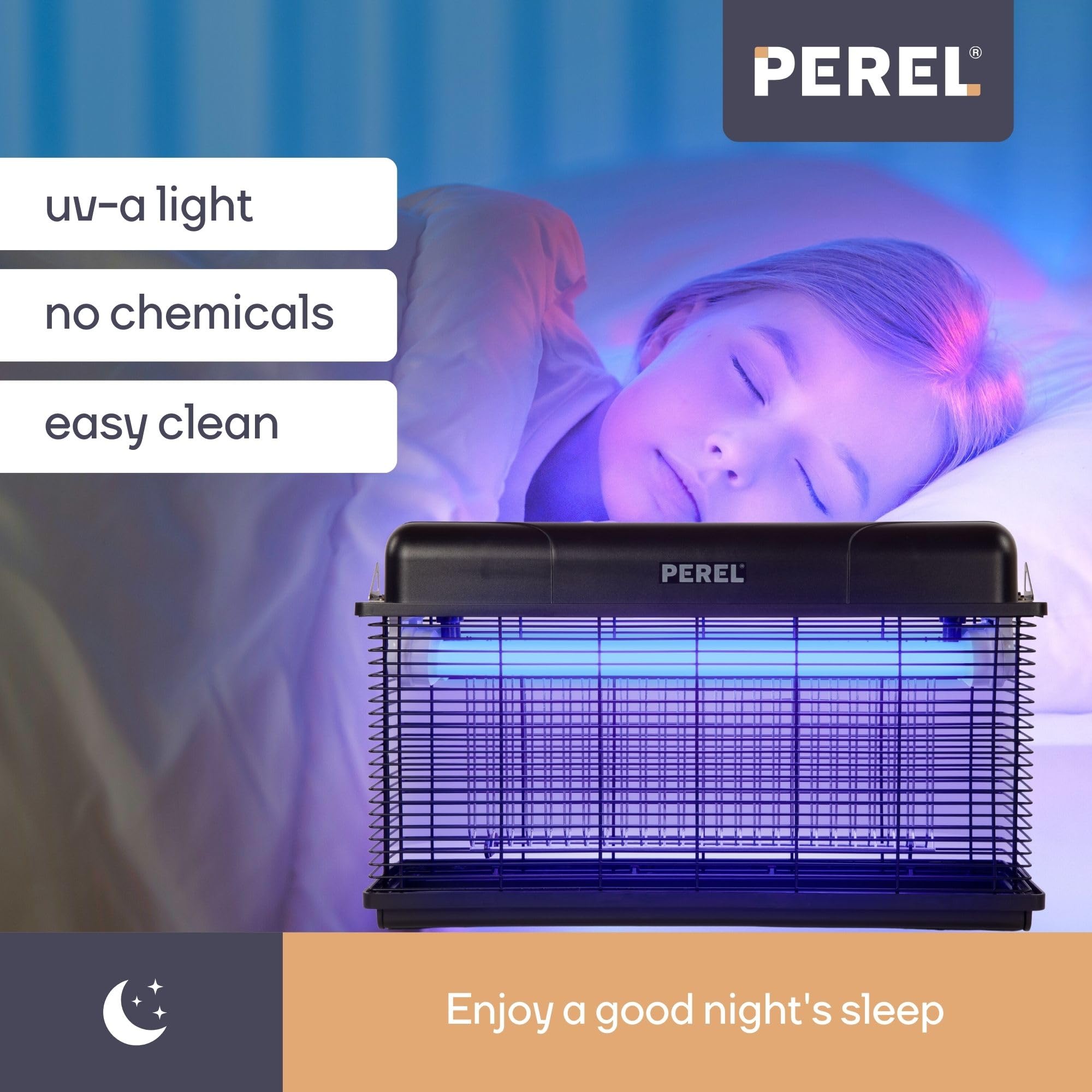 Perel Distruggi insetti LED UV elettrico, griglia 3000V, IPX4 resistente agli spruzzi, vassoio removibile, copertura 100 m², dispositivo potente per interno ed esterno