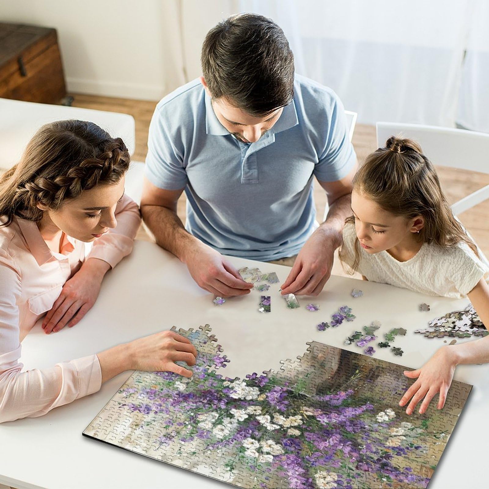 Puzzle 1000 Pièces – Fleurs Lilas Dans Vase – 70x50 Cm – Cadeau Familial