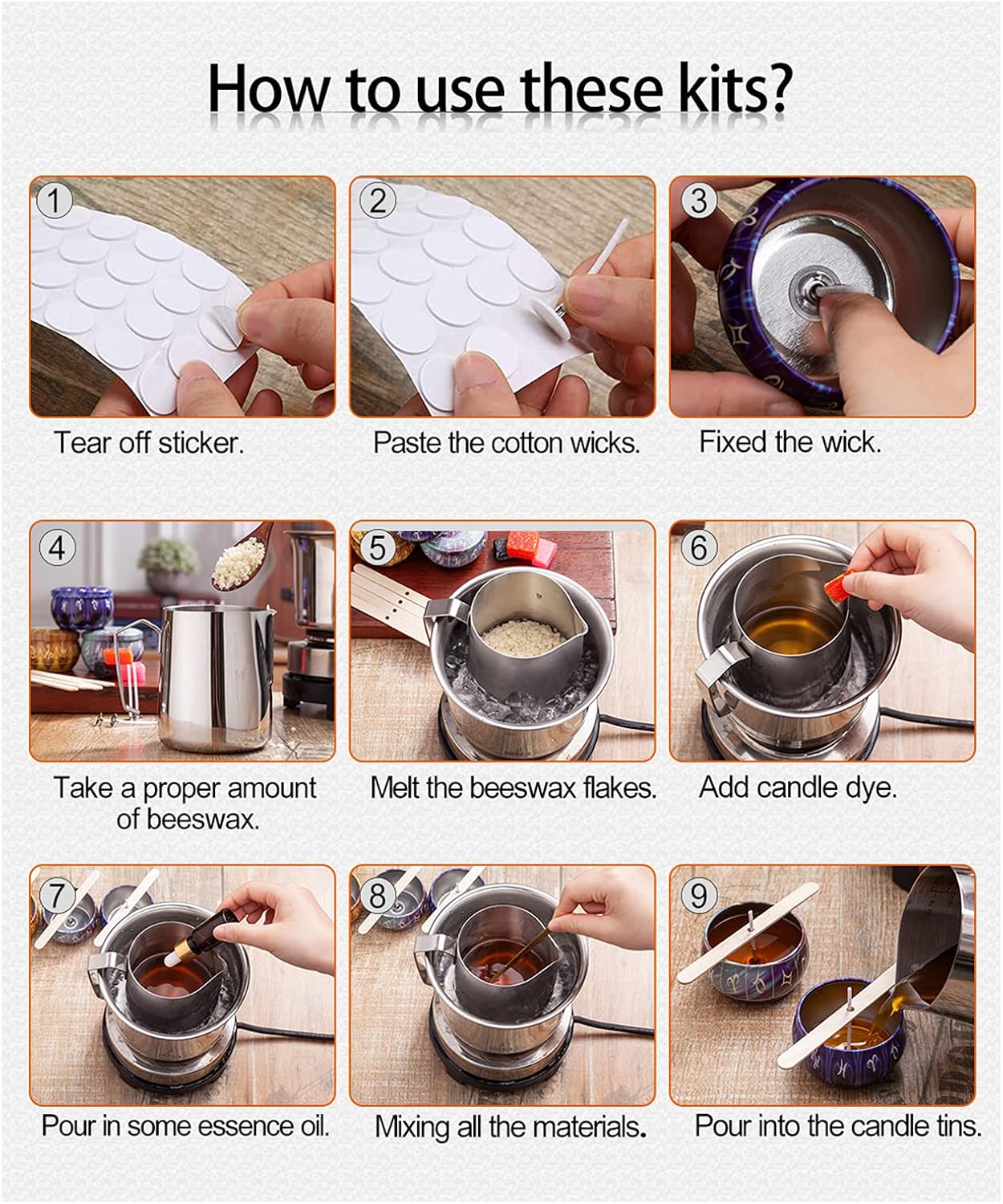 Ahyiyou DIY Candle Making Kit Supplies, Candle Craft Tools with Candle Make Pouring Pot, Candle Wicks, Wicks Stickers, Wicks Holder, Dyes, Beeswax, Candles tins and Spoon