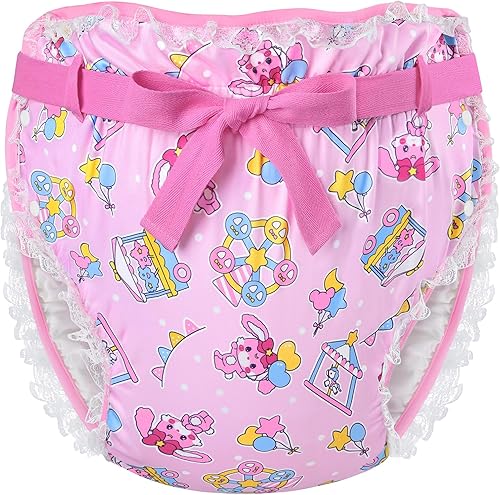 Littleforbig Funda para pañales Omutsu con cinta para adultos, lavable, ajustable, reutilizable, impermeable, diseño de circo pastel Usagi