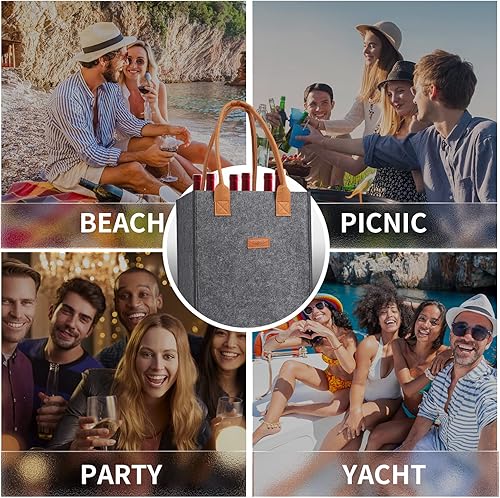 Miniatura 6 de LIFEBEAUTY Bolsa de vino para 6 botellas, aislada, térmica, acolchada, para transportar botellas de vino, para viajes, picnic, gran regalo para los