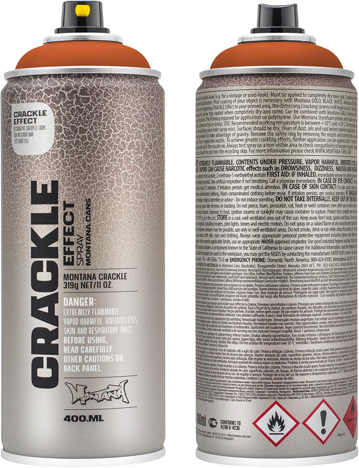 Montana Cans Montana Crackle 400 ml Color, Copper Brown Spray Paint
