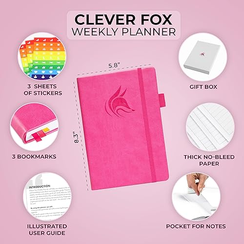 Miniatura 2 de Clever Fox Planificador  Planificador semanal y mensual sin fecha para productividad, gestión del tiempo y objetivos  Diario organizador  A5 (rosa