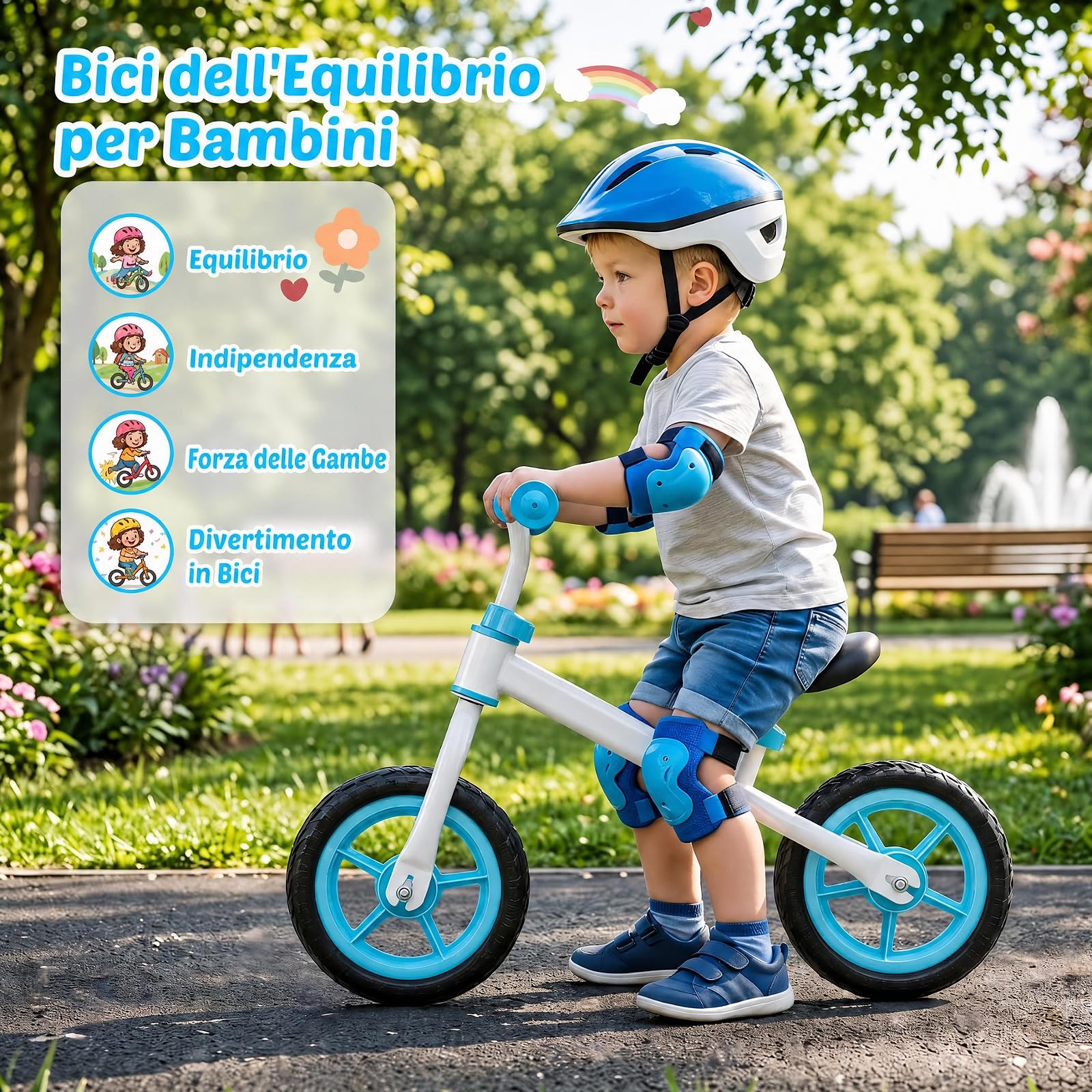 COSTWAY Bicicletta Equilibrio Senza Pedali per Bambini 3 Anni+ | Bici Senza Pedali con Manubrio e Sellino Regolabili in Altezza, Bicicletta Leggera con Telaio in Acciaio al Carbonio