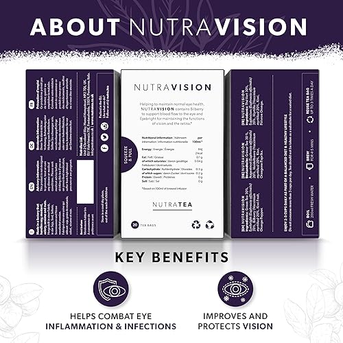 Miniatura 2 de NUTRAVISION - Té para la salud ocular  Incluye arándano y Eyebright  Para la salud general y relacionada con la edad  40 bolsas de té envueltas  por