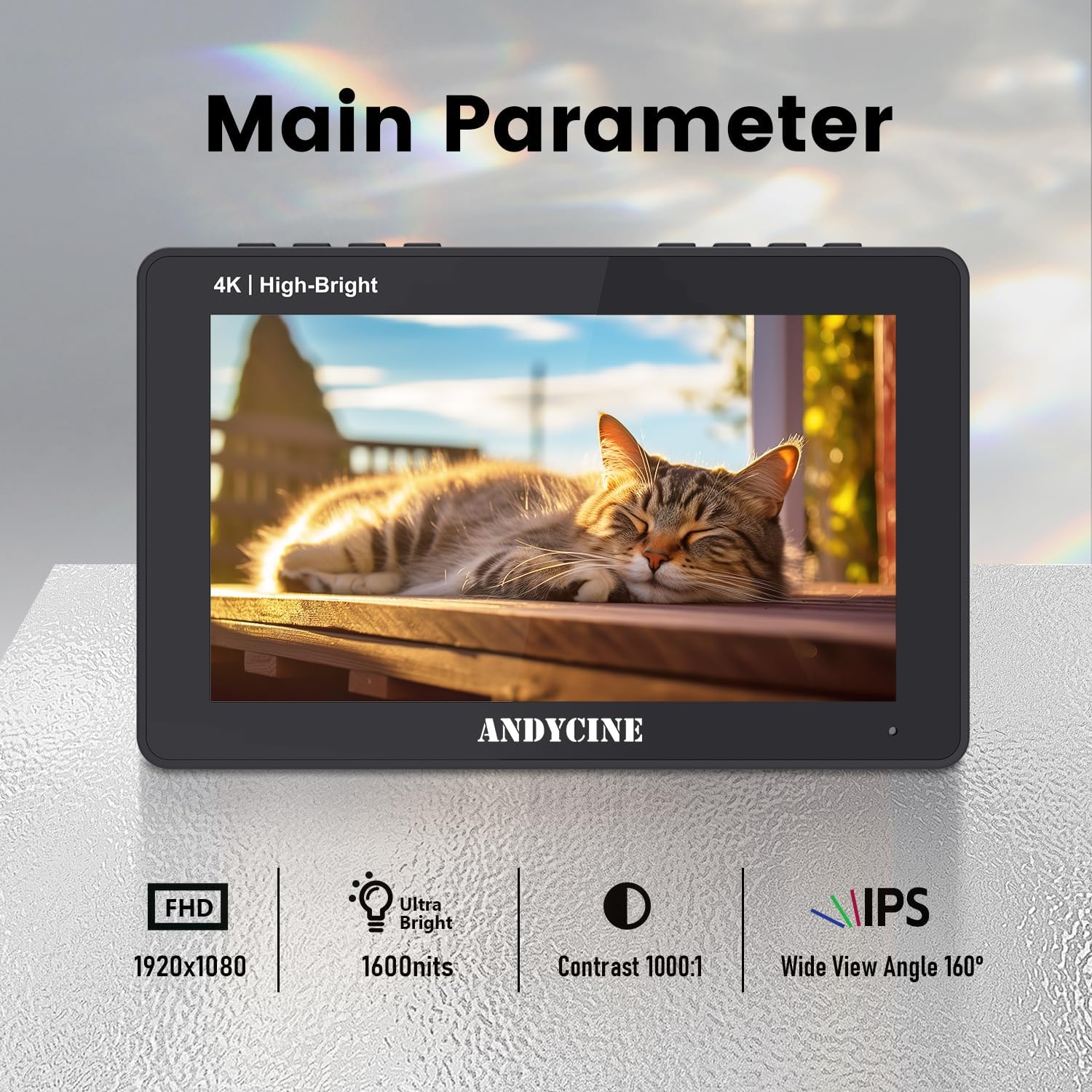 Rear view of ANDYCINE A6 II monitor showing the F970 battery plate
