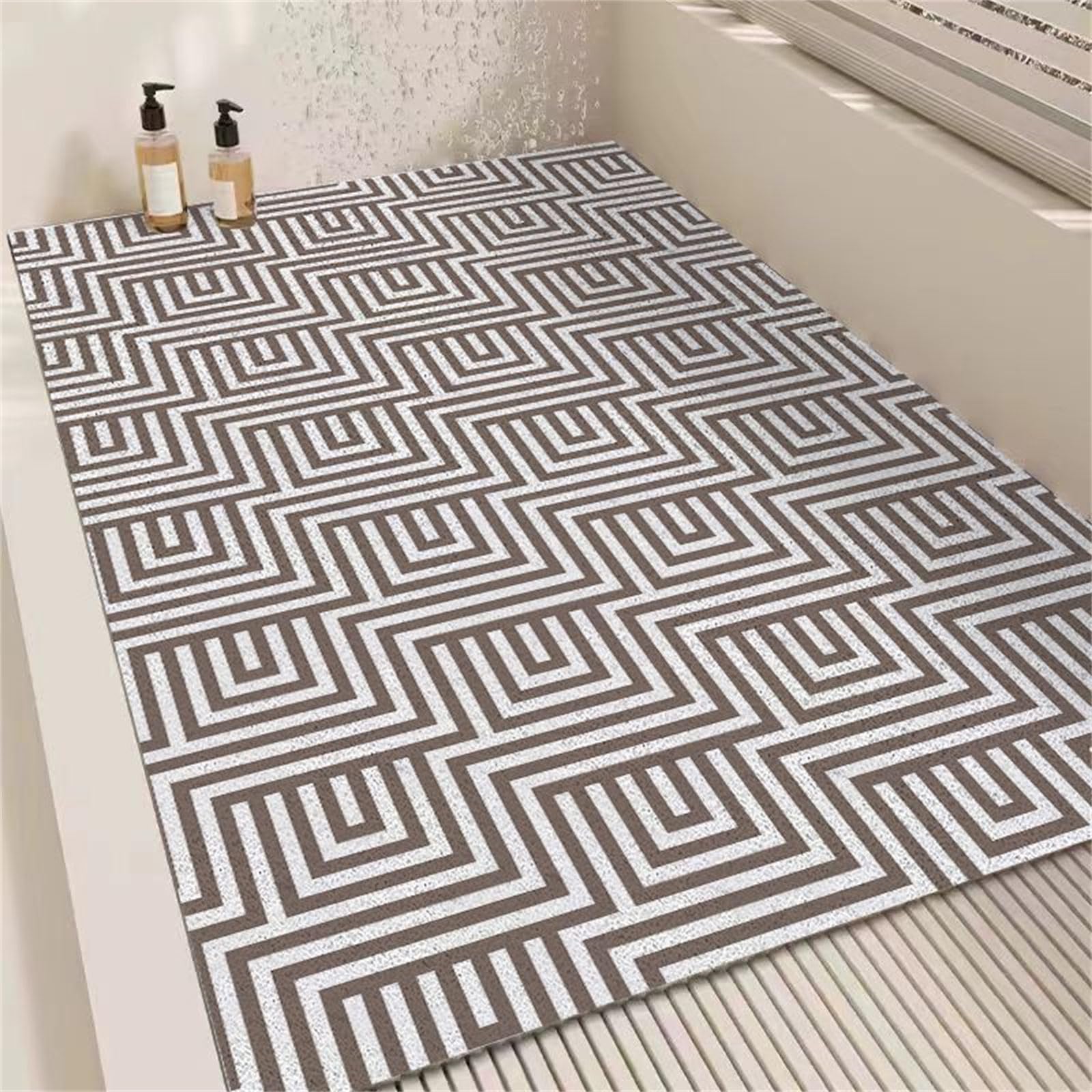 Alfombrilla de baño Antideslizante, Alfombrilla de Ducha de Goma Suave Tipo lufa para bañera, para Usar Dentro de la Ducha, baño o bañera, con Estampados geométricos Antideslizantes de secad
