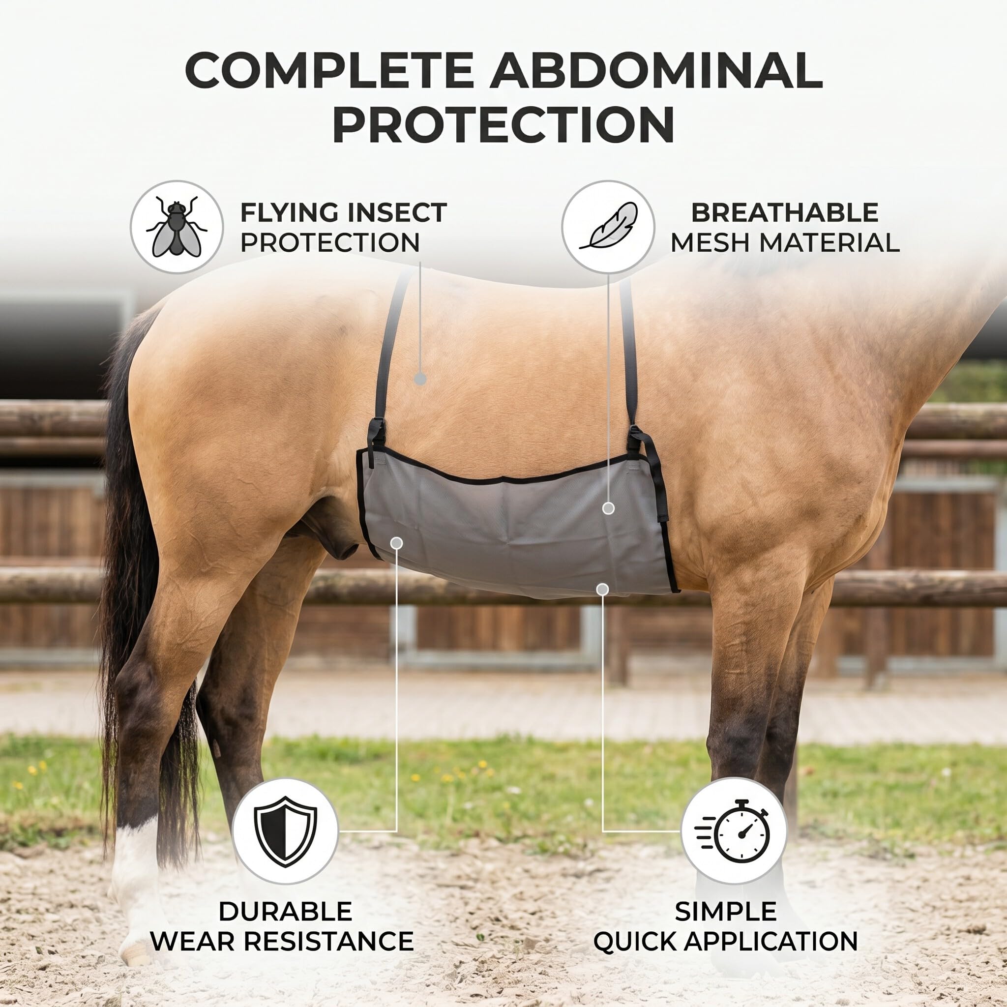 Red Protectora para el Vientre de Caballo, Cubierta Protectora Voladora Resistente a los Arañazos, Protector Ligero para el Vientre, para Entrenamiento de Equitación