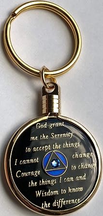 Recovery Mint Gold Keychain AA Medallion Holder For Tri-Plate Chips