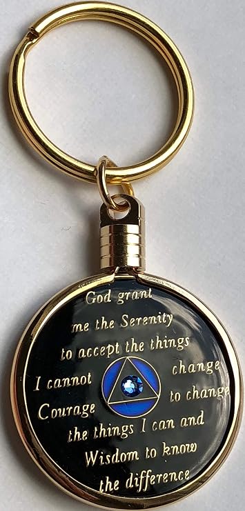 Recovery Mint Gold Keychain AA Medallion Holder For Tri-Plate Chips