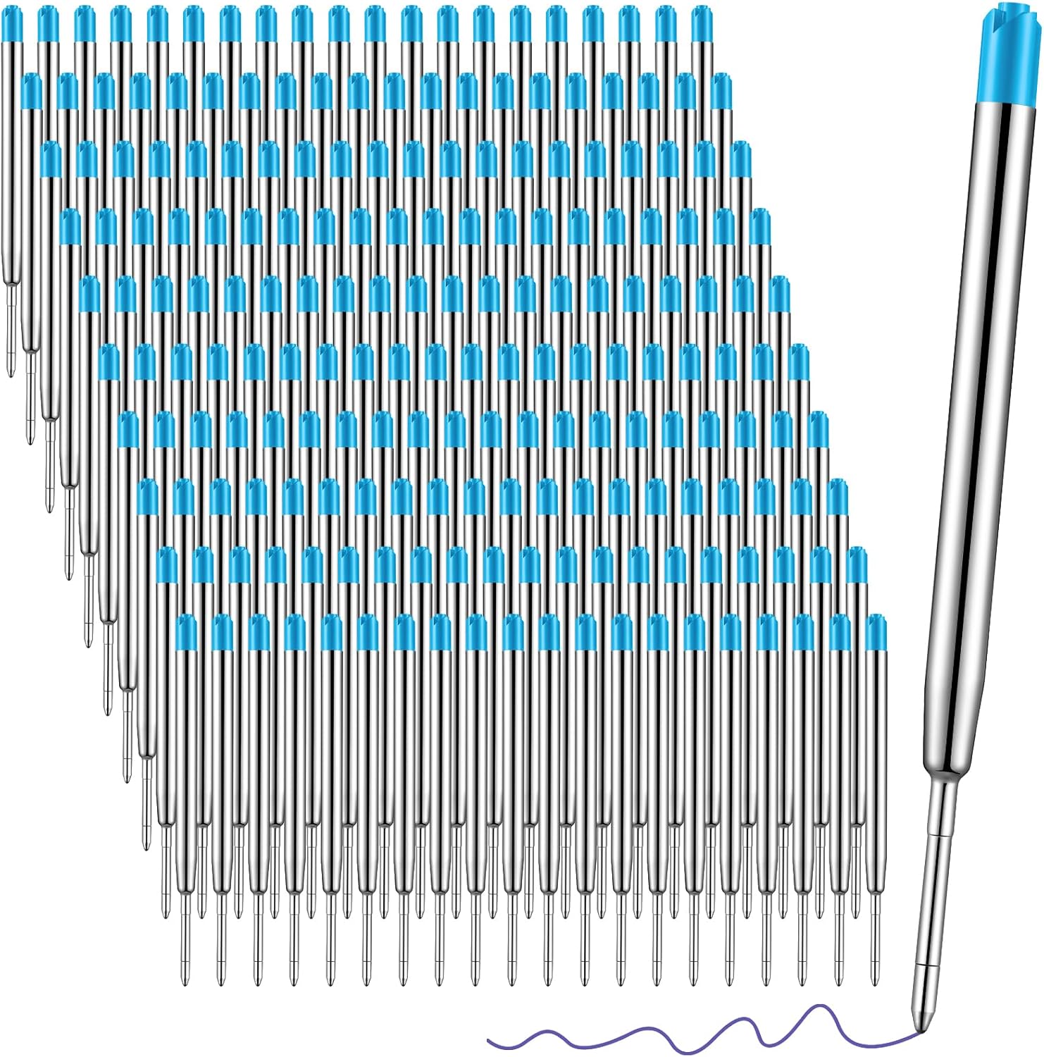 AmazingSpark 200 Pcs 3.9 Inch Ballpoint Pen Refills Bulk Blue Ink Pen Refills for Click Retractable Pens 1mm Medium Point Replaceable Ballpoint Refill with Smooth Writing for School Office Supplies
