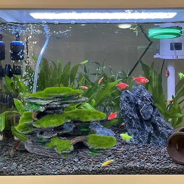 Foto 2 de 5 de Licsaliwe Aquarium View Stone, decoración de escondite de Resina Musgo