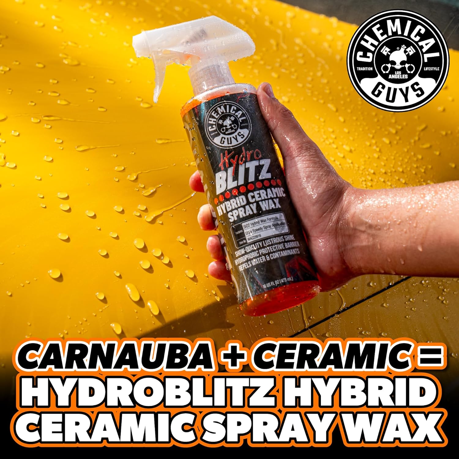 Chemical Guys HydroBlitz Ceramic Spray Wax with Carnauba - Hybrid Car Wax Spray Formula for Cars, Trucks, SUVs and RVs, Boosts Gloss, Protection & Water Beading on Paint, Glass and Wheels, 16 fl oz - Image 3