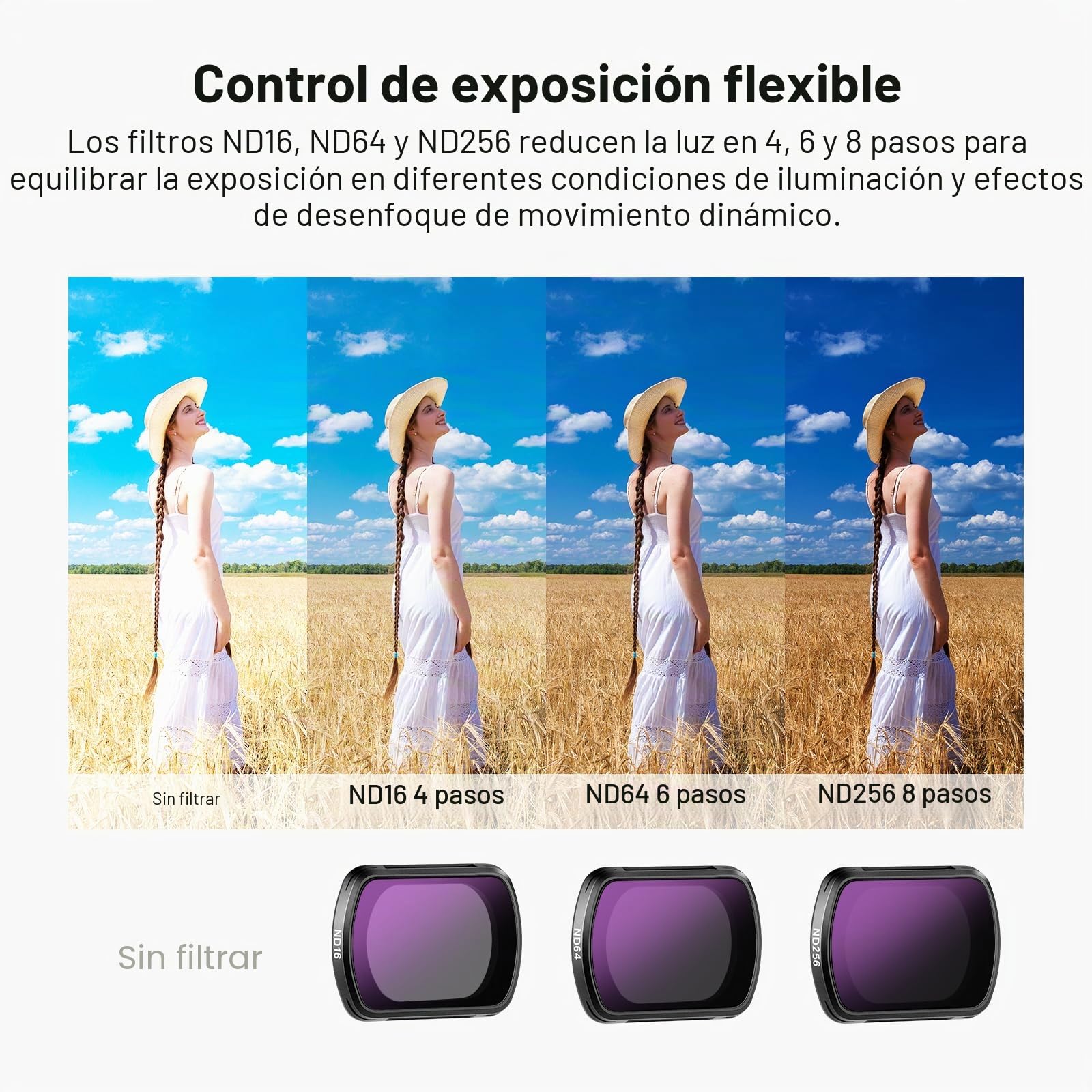 NEEWER ND y CPL Filtro Juego Compatible con dji Osmo Pocket 4 & 3, Filtro Magnético Densidad Neutra ND16 + ND64 + ND256 + Polarizador Circular Objetivo de Action CAM, Incluye Protector Pantalla