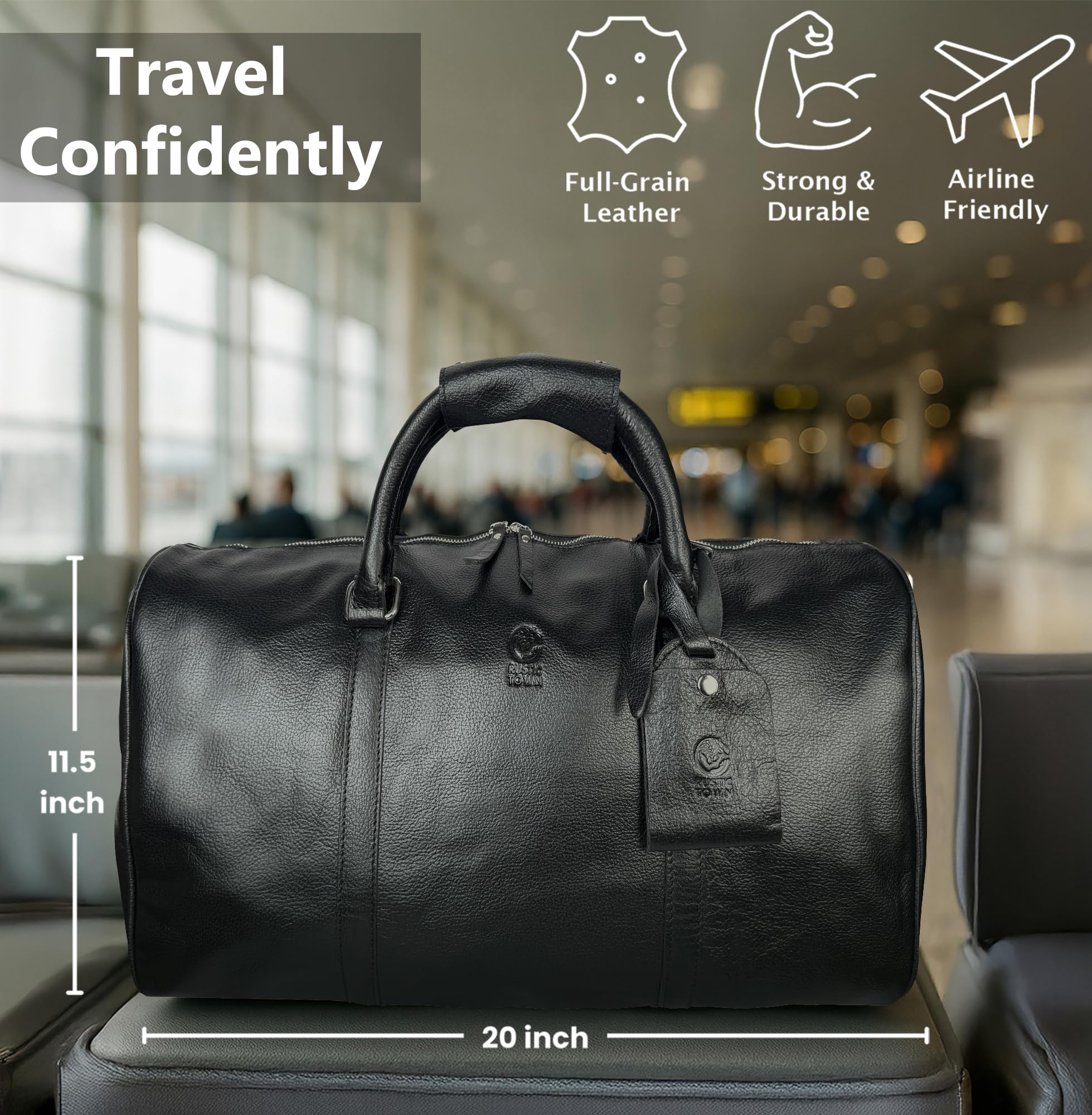 Bolsas de Cuero para Hombre, Viaje Durante la Noche, Maleta de Transporte de Fin de Semana, Bolsa de Lona Debajo del Asiento